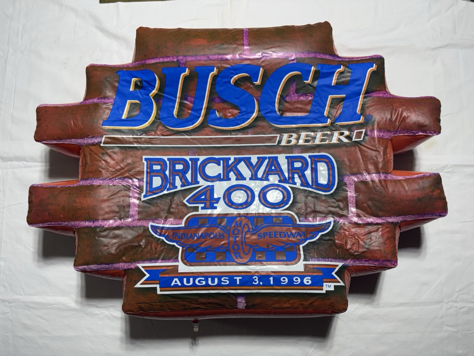 Vtg 1996 BUSCH Beer NASCAR Brickyard 400 Inflatable Hanging Store / Bar Display
