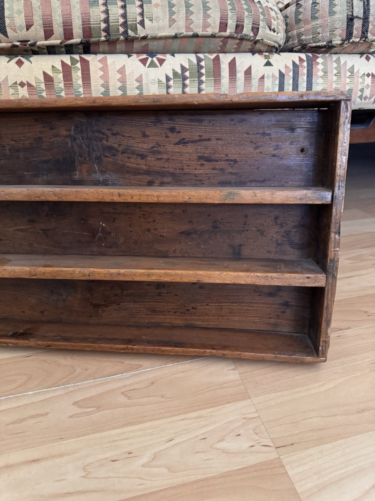 Vintage Long Wood Shelf Tray Display Case Unit Hanging Rack 30” x 10.5” Rustic