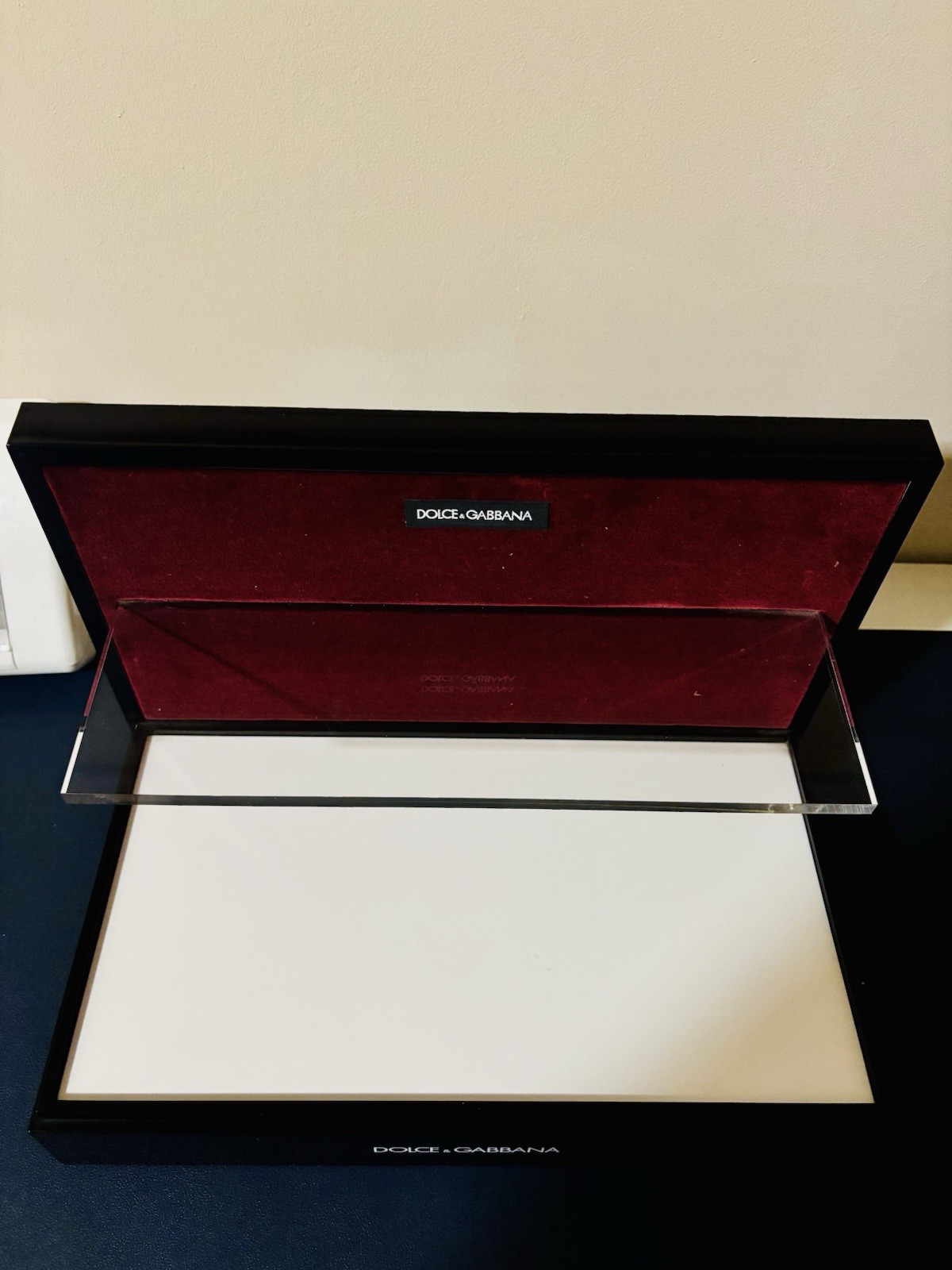 Dolce & Gabbana Black Store Display Stand Fixture w/ Clear Shelf