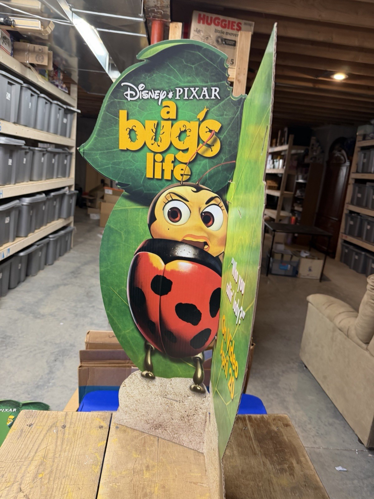 Vintage Bug’s Life FRANCIS 3′ Ladybug 3D Character VHS Video Store Movie Display