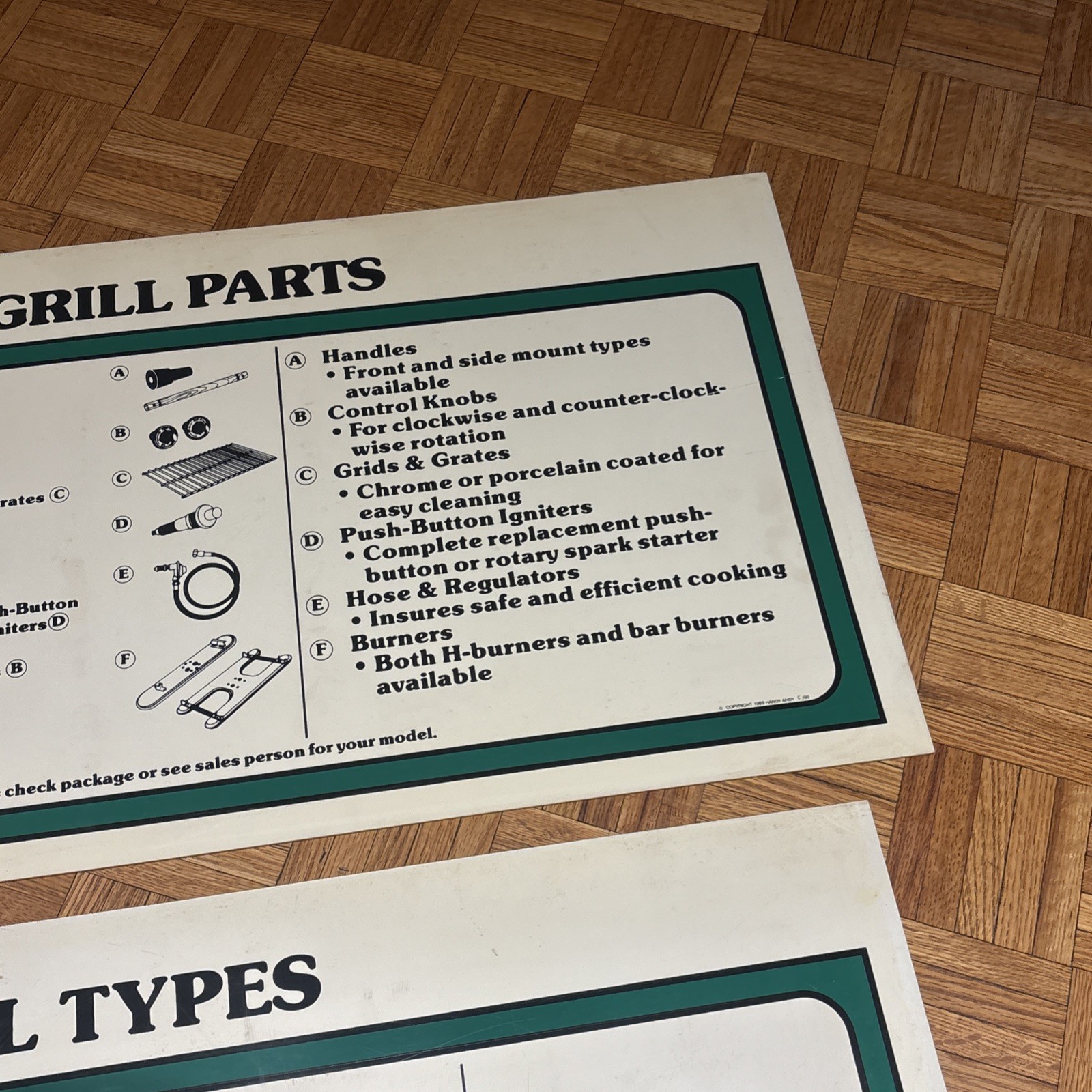 1989 Central Hardware Vinyl Store Displays (2) – 47 3/4 x 19 3/4” – Grills