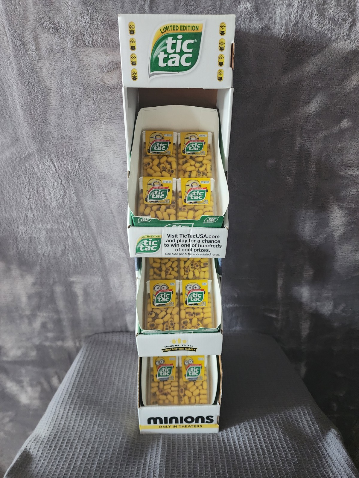Minions Tic Tac STORE DISPLAY Advertising Box And 12 Minion Tic Tac Packs