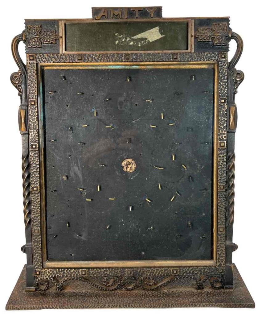 Antique Moe Bros AMITY Key Wallet Advertisement Store Display Cast Iron Frame
