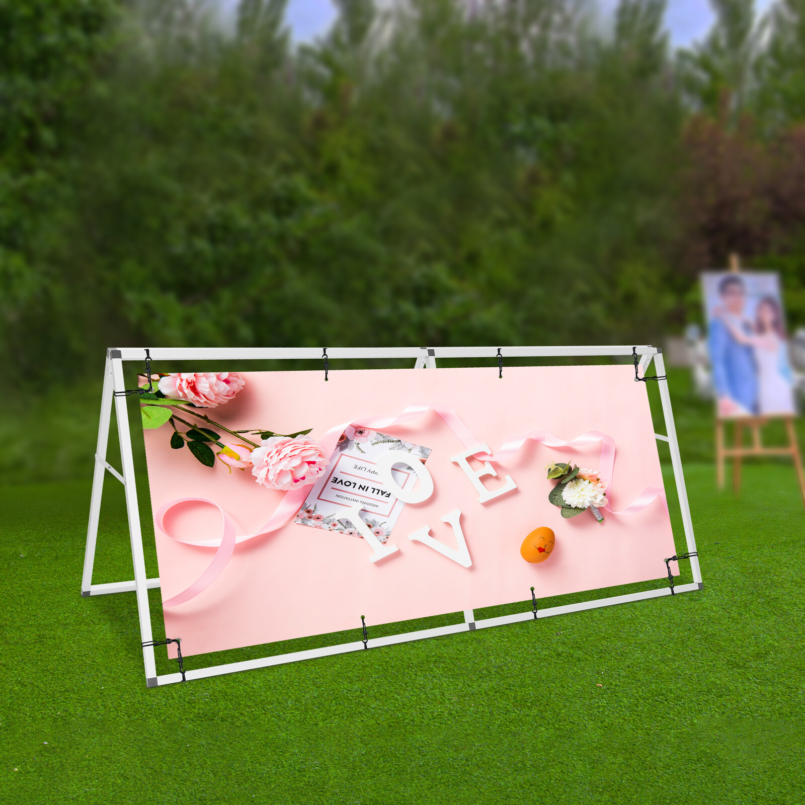 Double Sided Poster Display Stand Horizontal Floor Standing Display Banner Stand