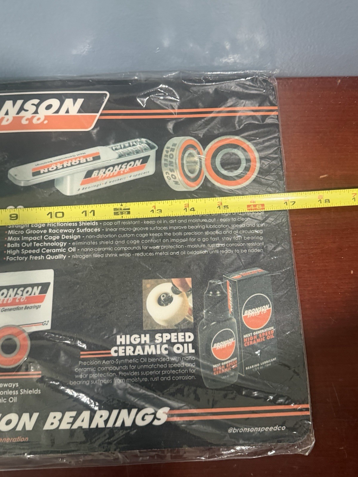 BRONSON SKATEBOARD BEARINGS COUNTER MAT BLACK 11 X 17 INCHES
