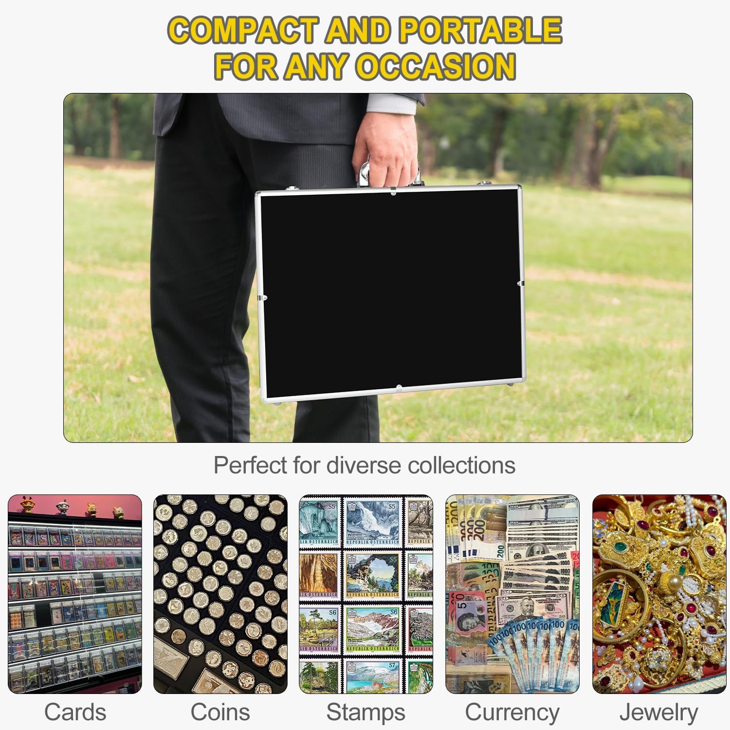 CoJewe Trade Show Display Case – Large Aluminum 1 Piece | 34″x22″, Silver