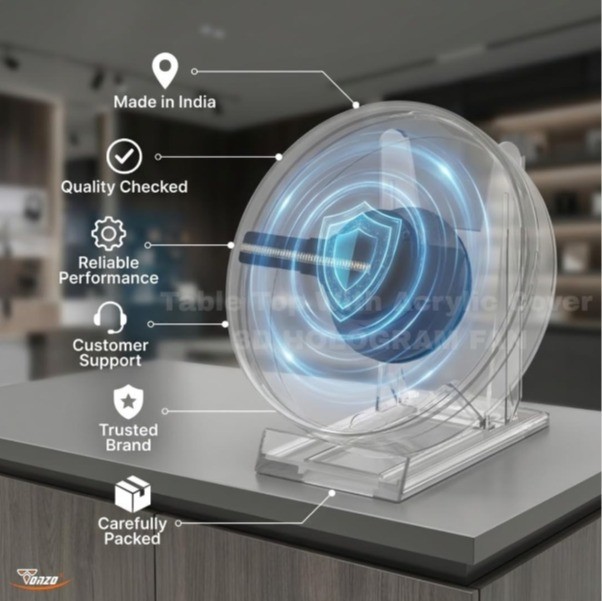 11cm Holographic LED Fan Display 3D Projector with Clear Acrylic Case Tabletop
