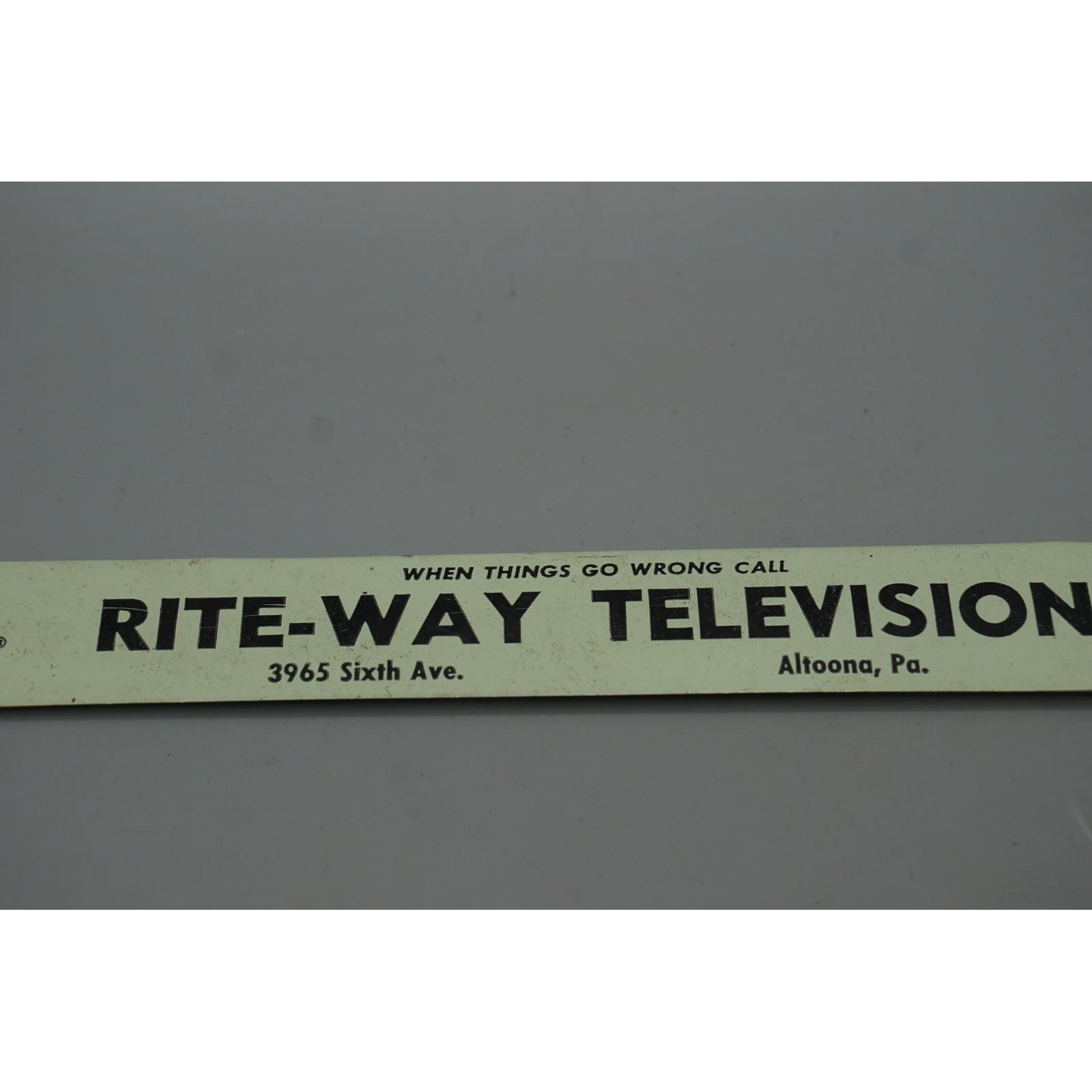 Vintage Altoona PA Advertising Sign Strip Alcott’s Used Cars Rite-Way TV 11 Inch