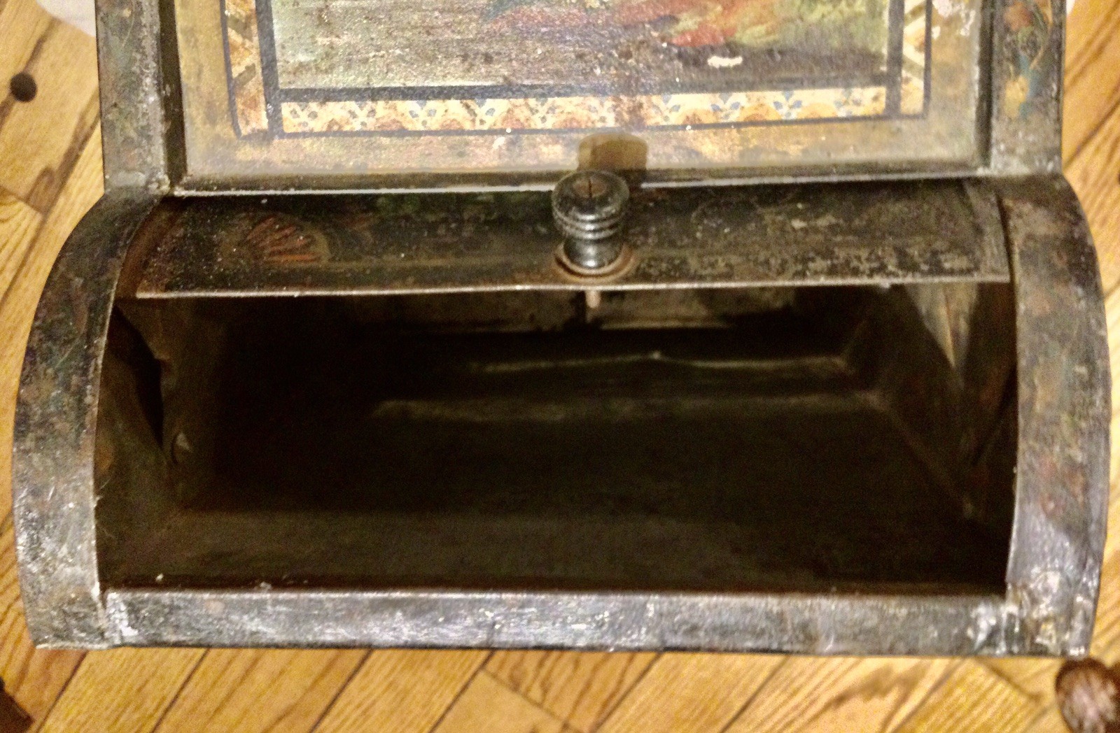 ANTIQUE 1880 NORTON BROS CHICAGO GENERAL STORE COUNTER TIN BIN DISPENSER➕MARQUEE