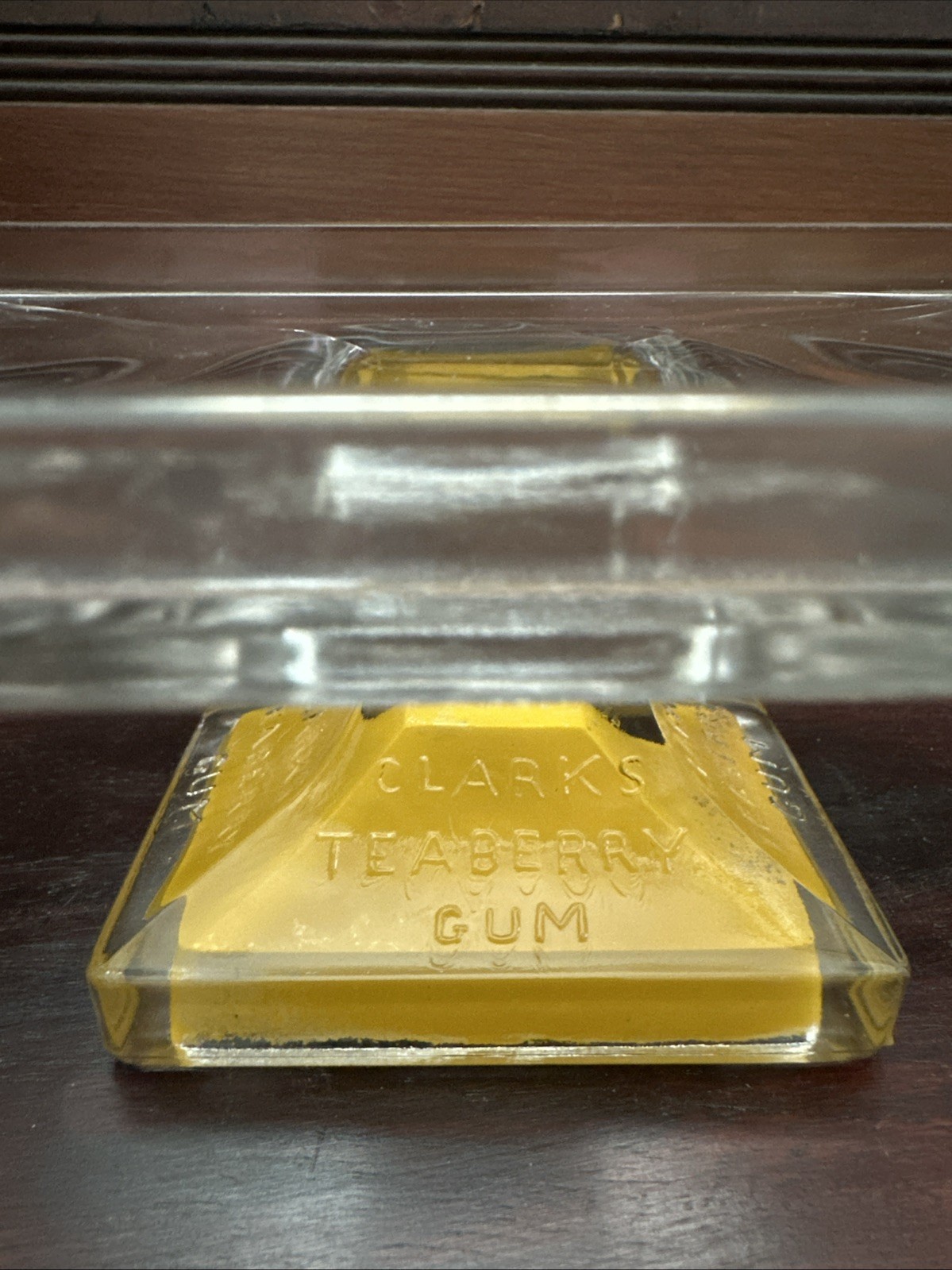 VTG Clark’s Teaberry Gum Glass Pedestal Display- Vaseline Glows w/ Black Light