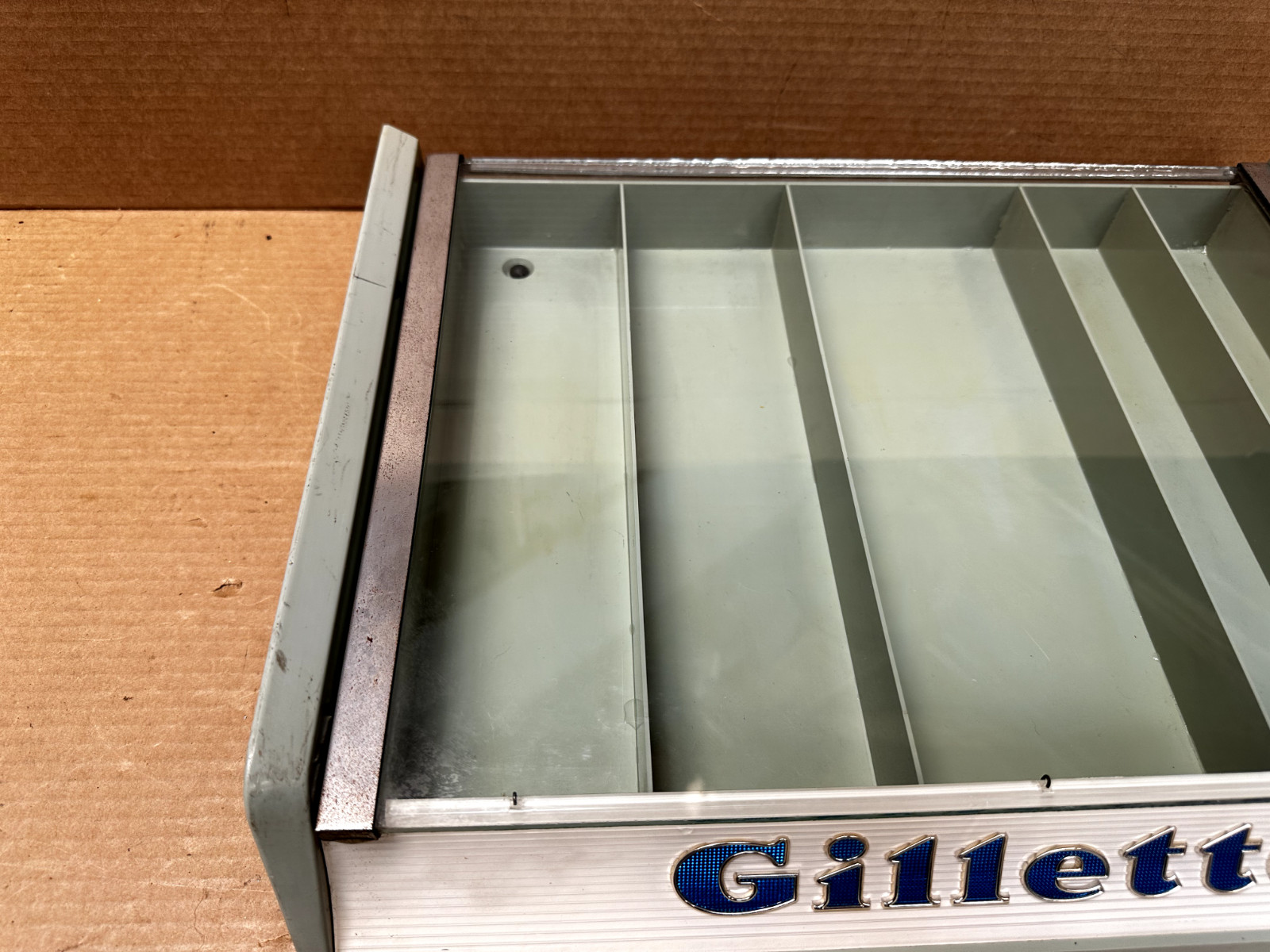 1950s Gillette Display Case W/ Shaving Razor Brush Collection Barber Shop Decor