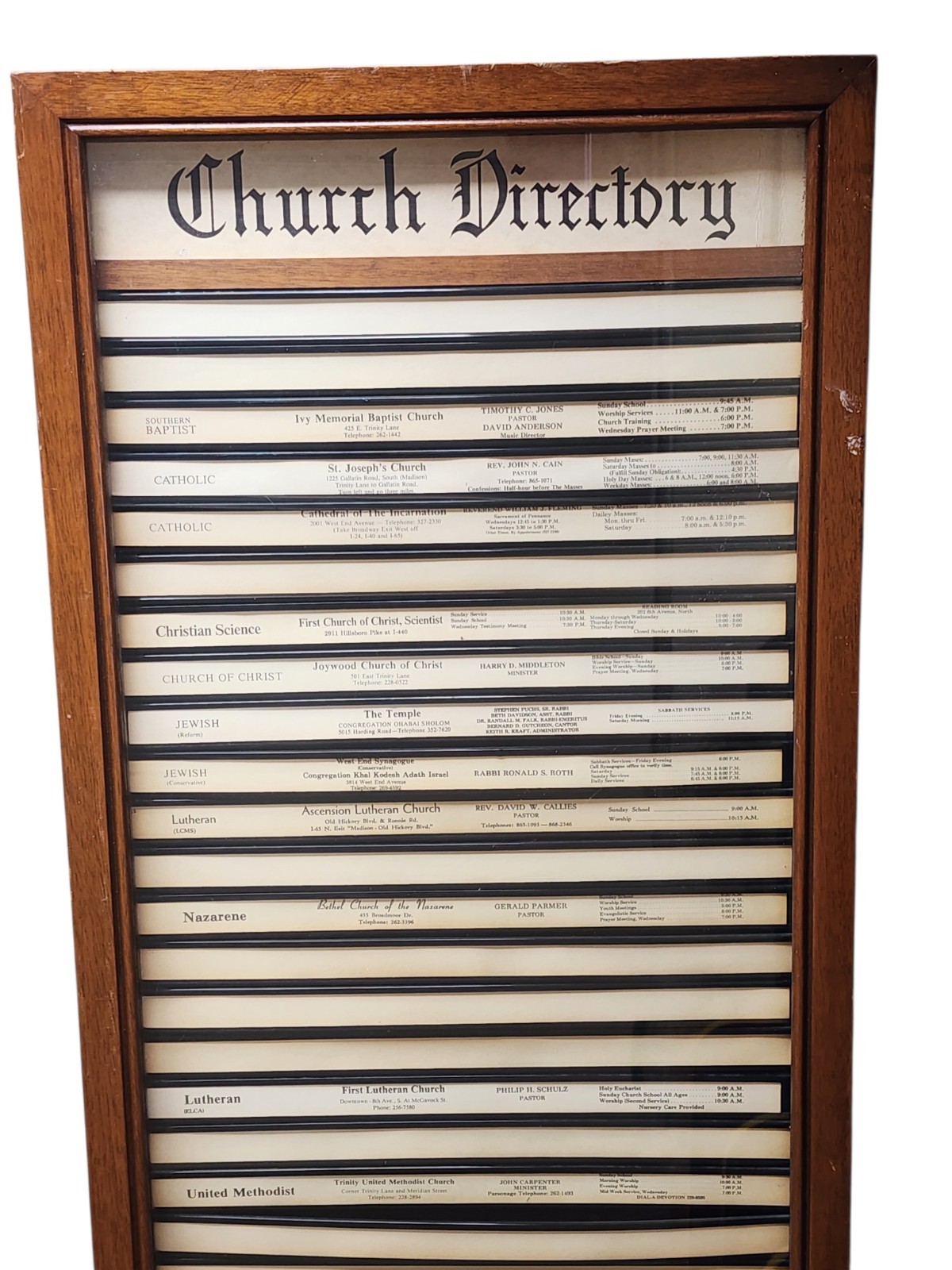 Unique Nashville Wood Wall Display Cabinet Case Glass Door Church Directory Vint