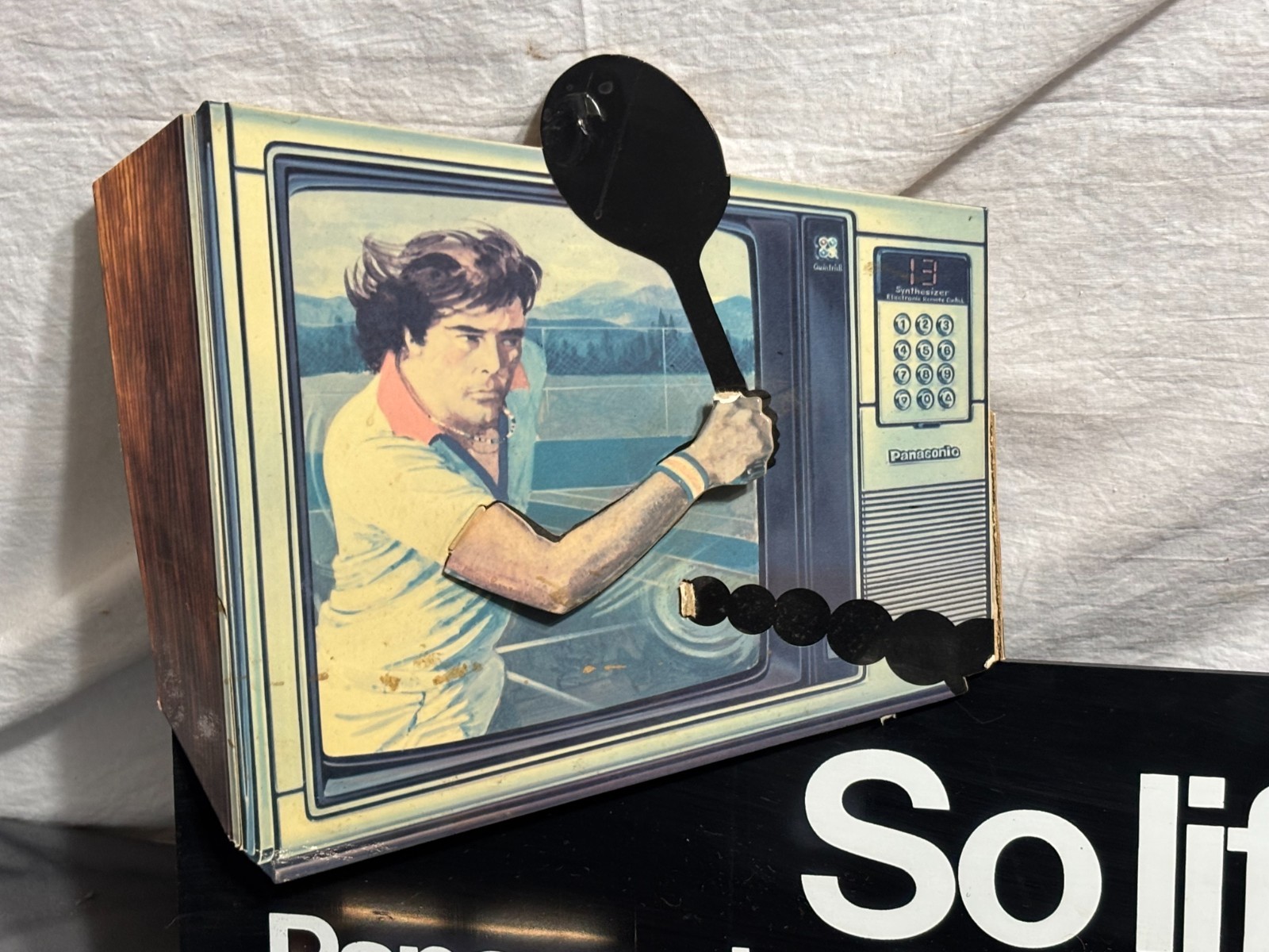 1970s PANASONIC Color Television STORE DISPLAY Advertising SO LIFE LIKE Tennis