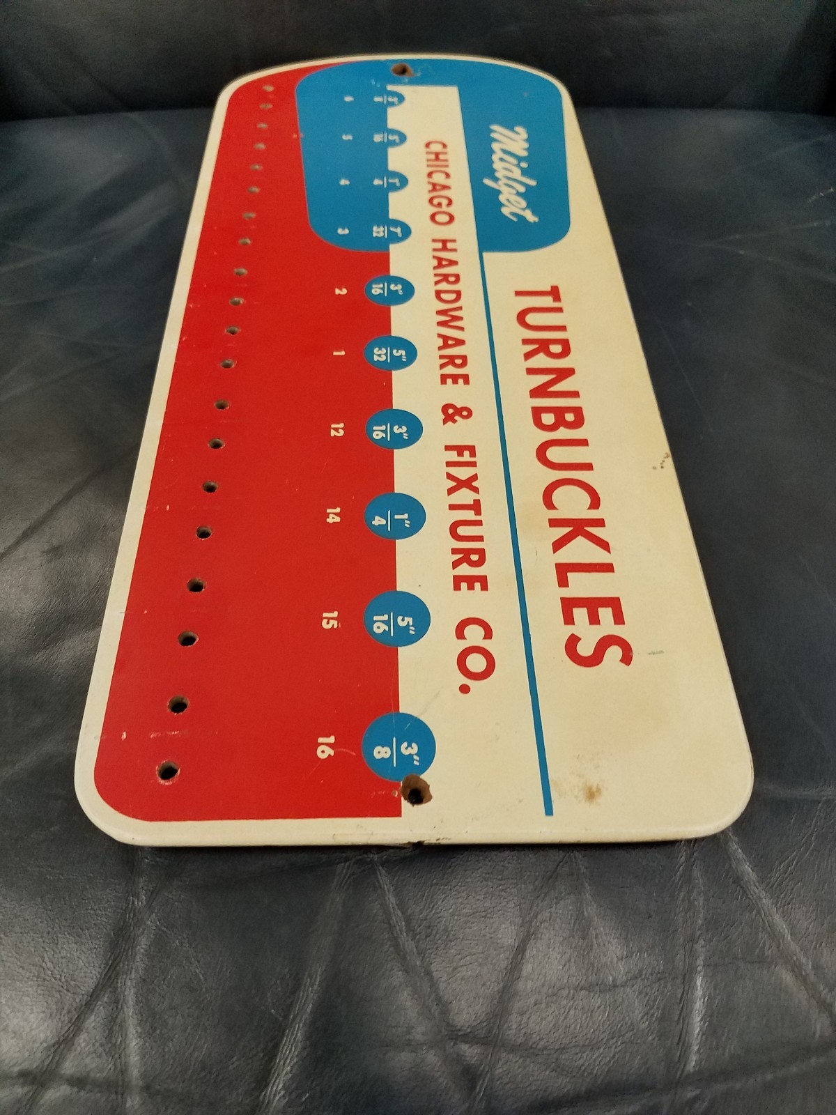 VTG CHICAGO HARDWARE FIXTURE CO Midget Turnbuckle ADVERTISING SIGN STORE DISPLAY
