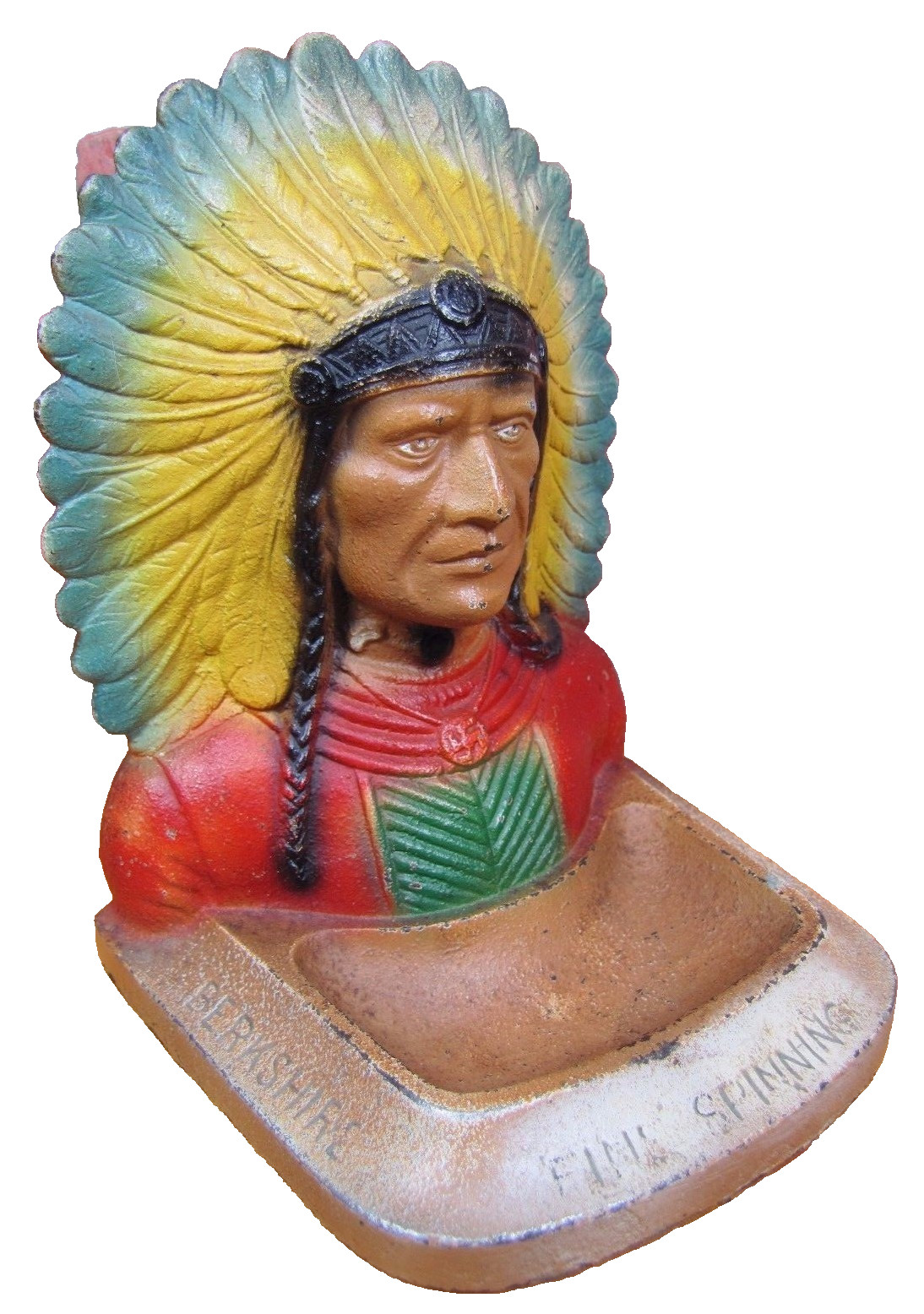 BERKSHIRE ( HATHAWAY ) Fine Spinning Assoc Old Ad INDIAN CHIEF Doorstop Tray