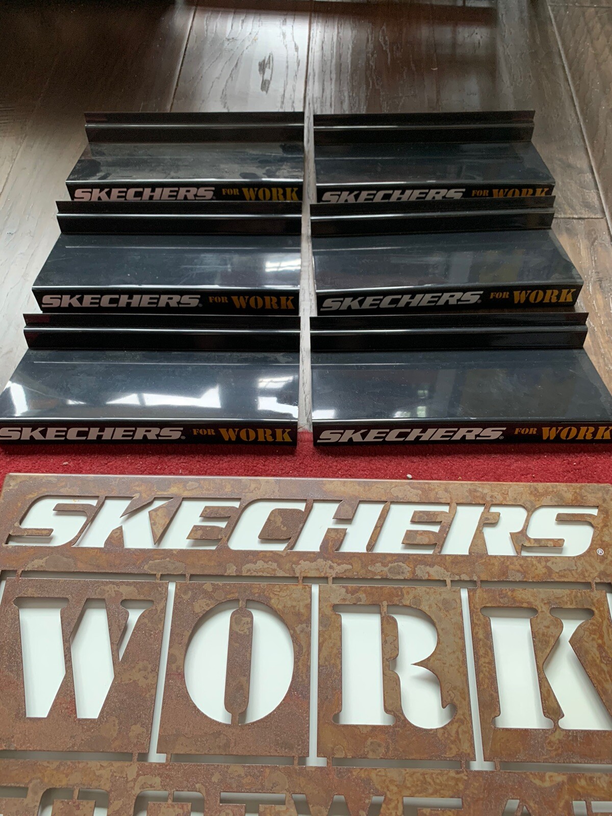 SKETCHERS Shoe Brand METAL ADVERTISING STORE SIGN W/ Plastic Advertising Shelves