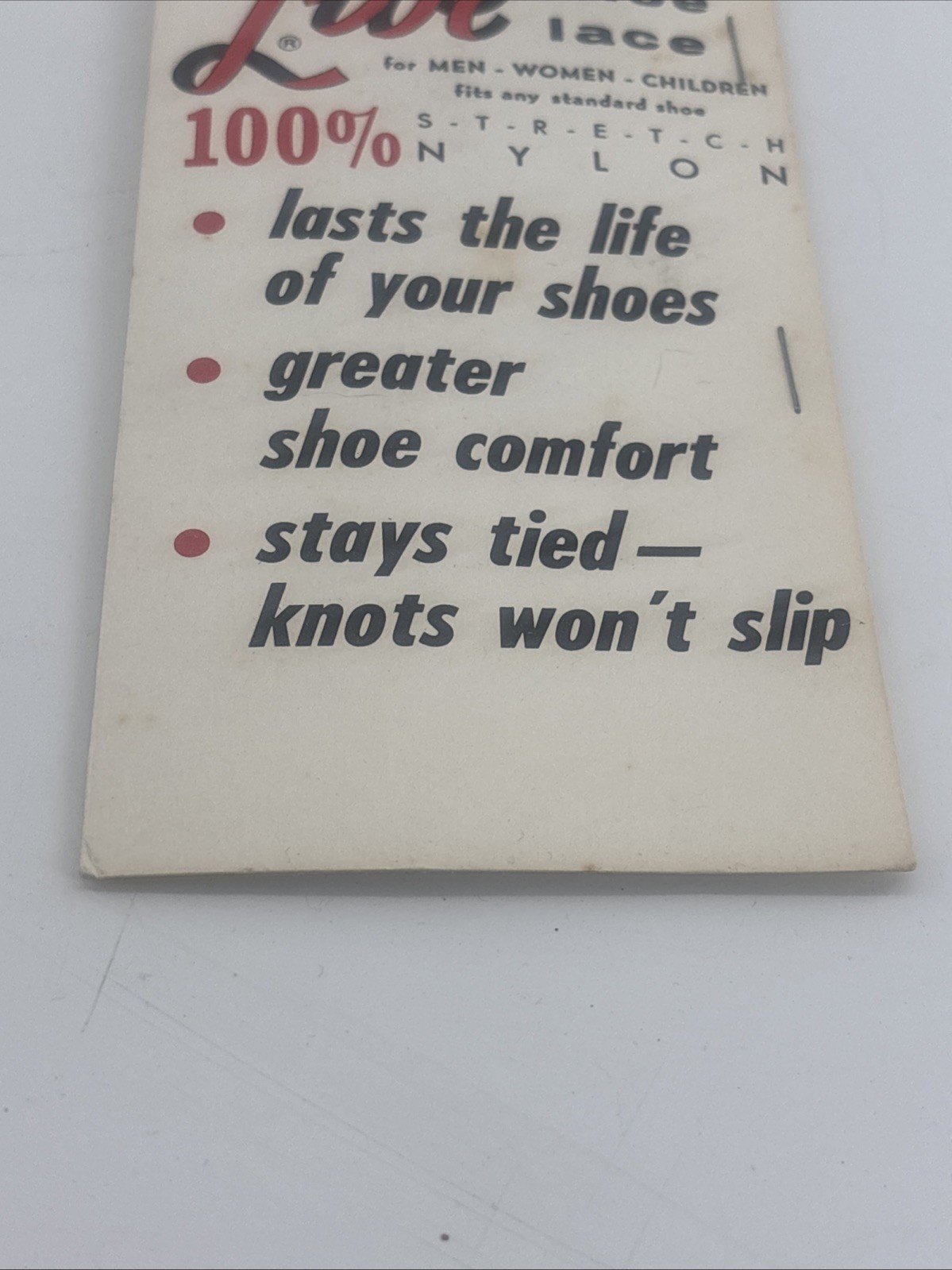 Vintage A-Live Shoelace Display Card Pepperell 1960s USA Advertising Burgundy