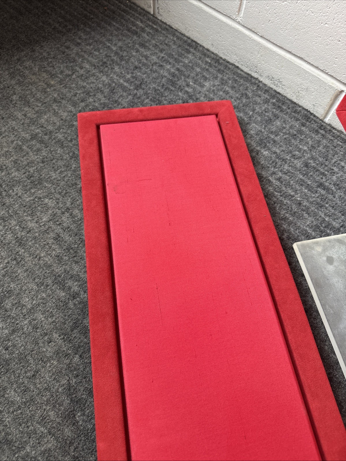 Original Rolex Dealer Display Set Red Velvet Floral Sign w/ Base 26.5” x 20.5”