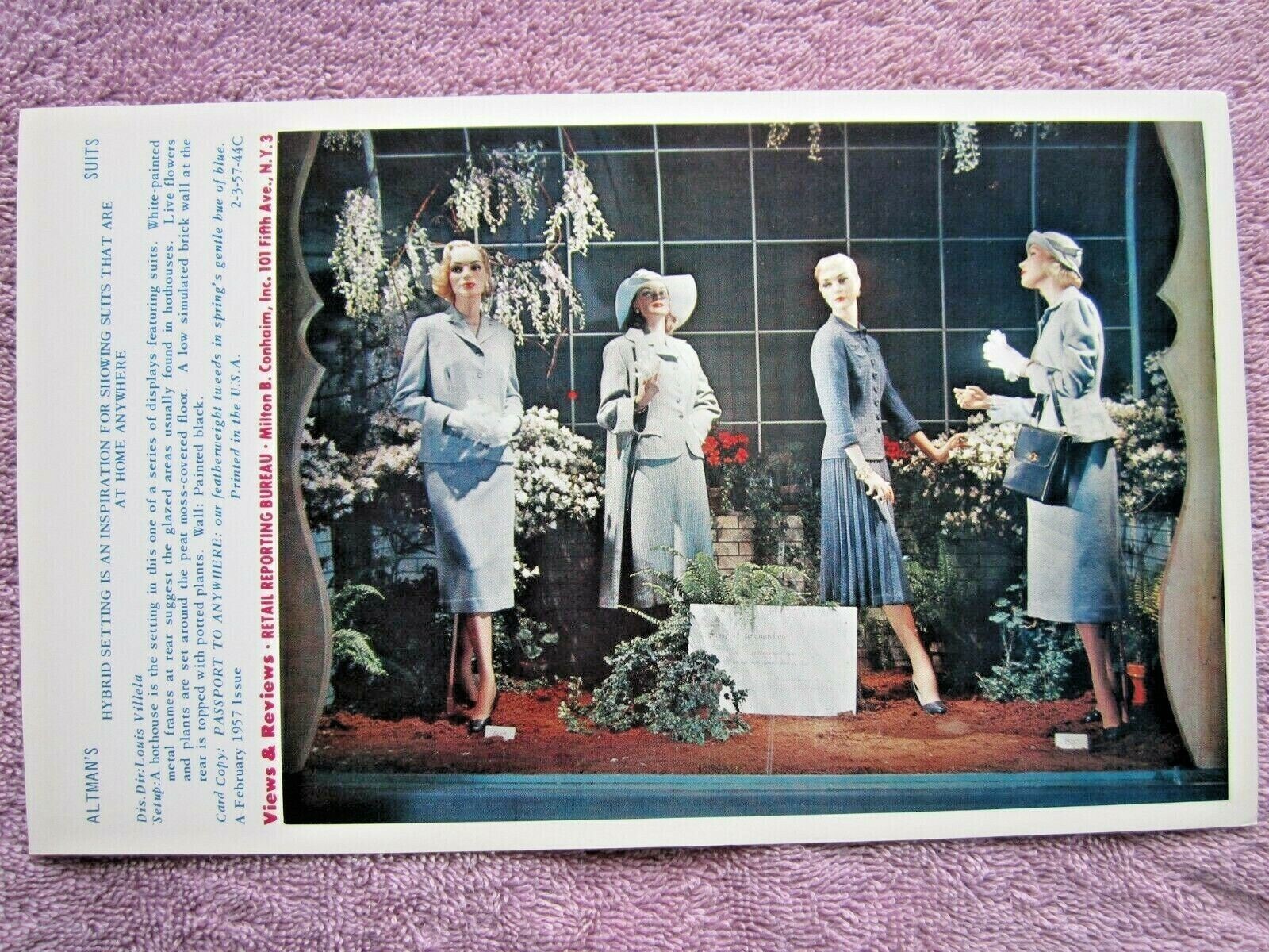 1957 B. ALTMAN & CO. STORE WINDOW DISPLAY WOMENS SUITS PHOTOGRAPH PRINT #174