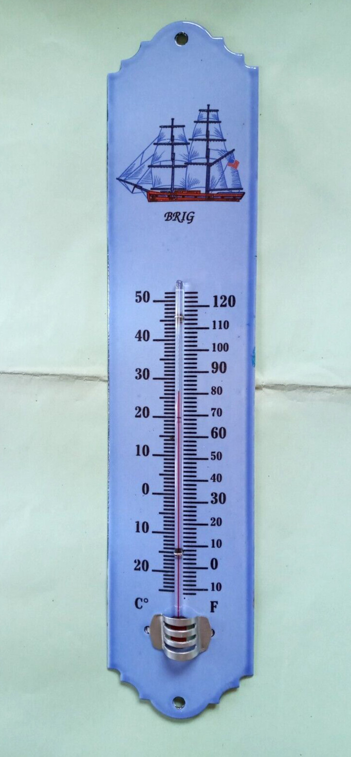 NEW ENAMEL THERMOMETER 30cm SAILBOAT GENUINE ENAMEL 800°C MADE IN FRANCE