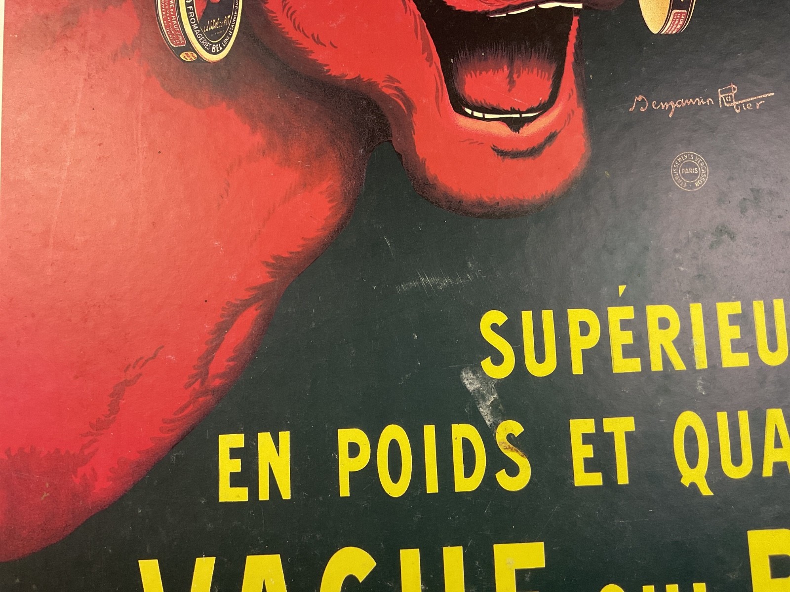 Vintage BENJAMIN RABIER “LA VACHE QUI RIT” ADVERTISING CARDBOARD.