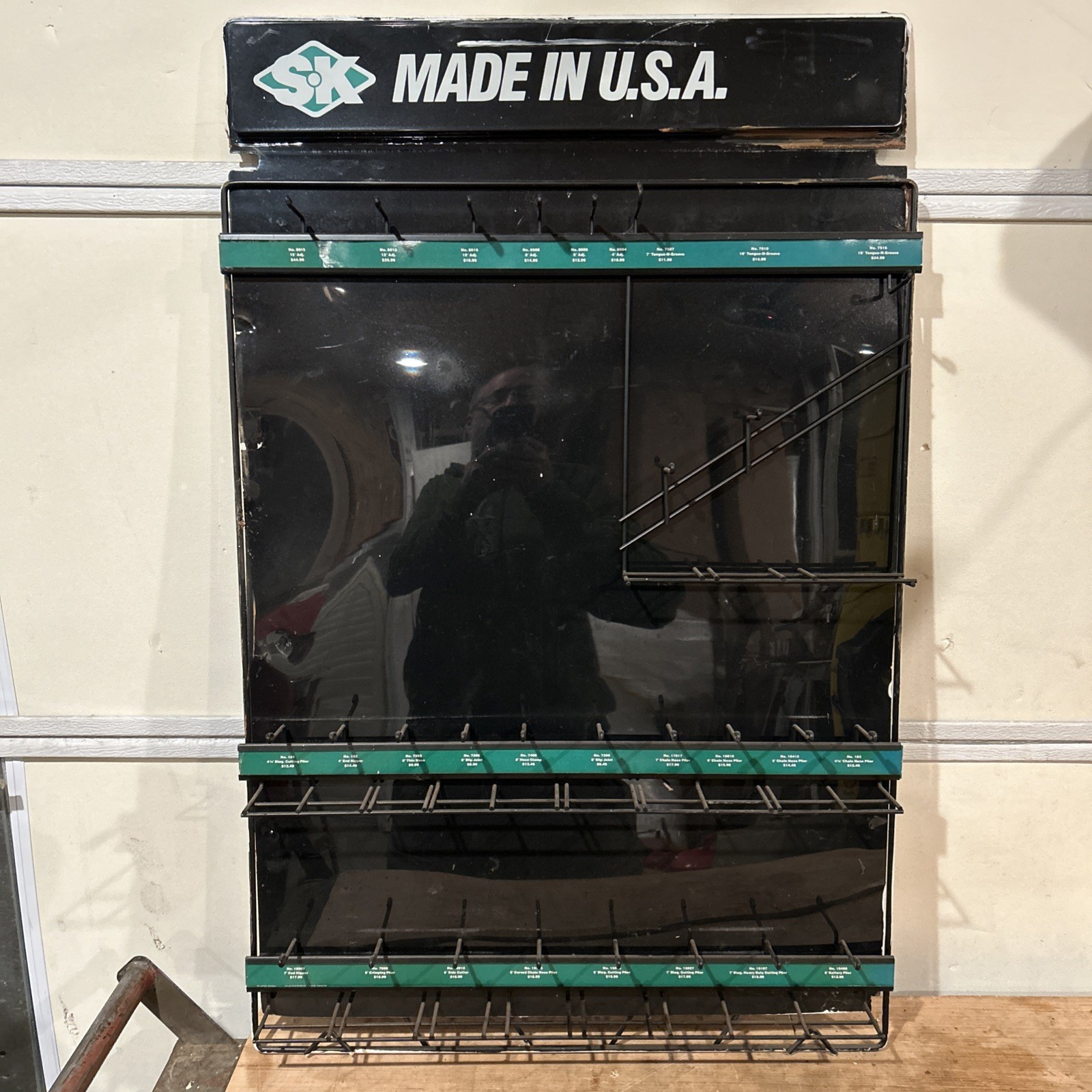 Vintage 1985 S-K Tools Hardware Store Plier Wrench Display 24” X 37” X 3”