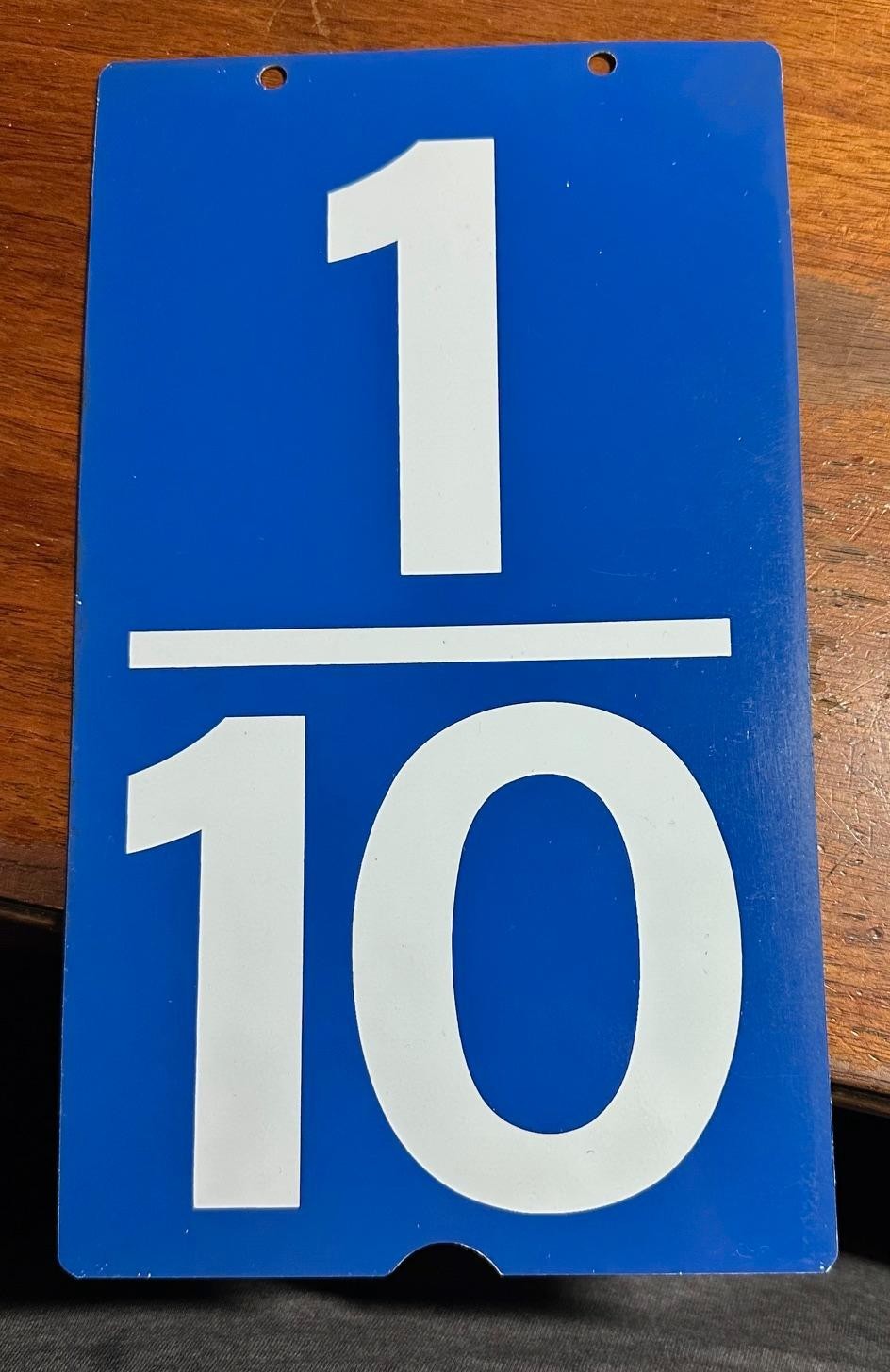 Vintage Metal Tenth Number Hanging Sign Union Gas Station Auto 1/10