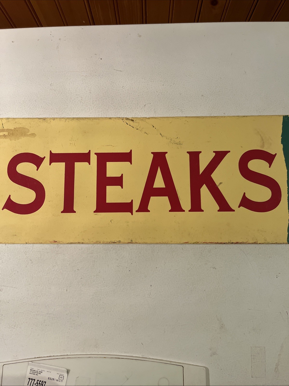 Vintage Wooden Wood Tip Steak Sign 48 x 7.5 x 1” Grocery Store Hand Made