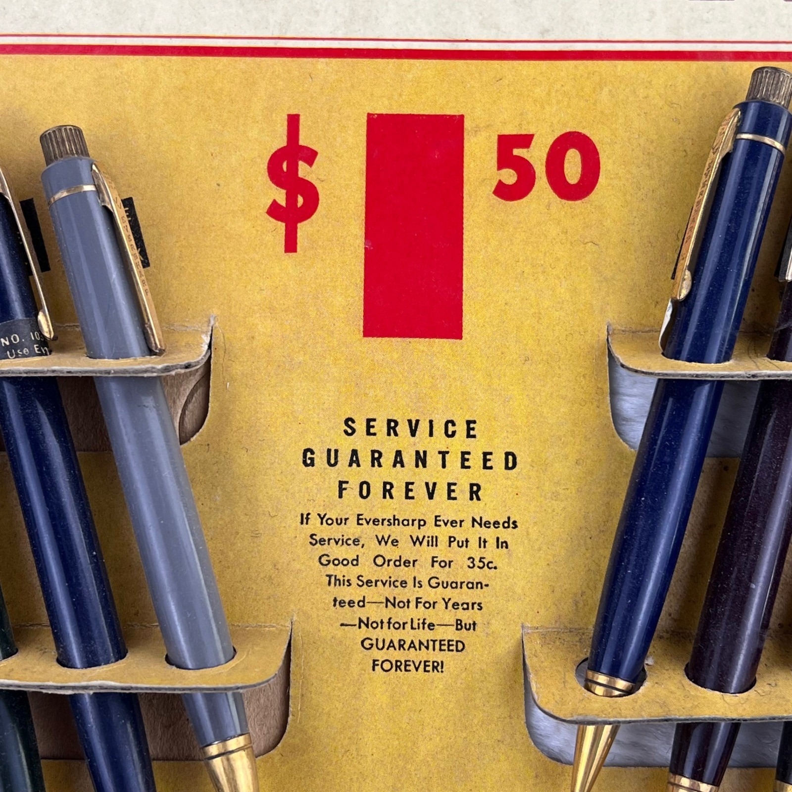 1940s Eversharp Repeater Vintage Advertising Sign Store Display Full Set USA CBS