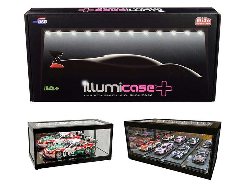 Black Collectible Display Show Case Illumicase+ with LED Lights 1/18 Scale