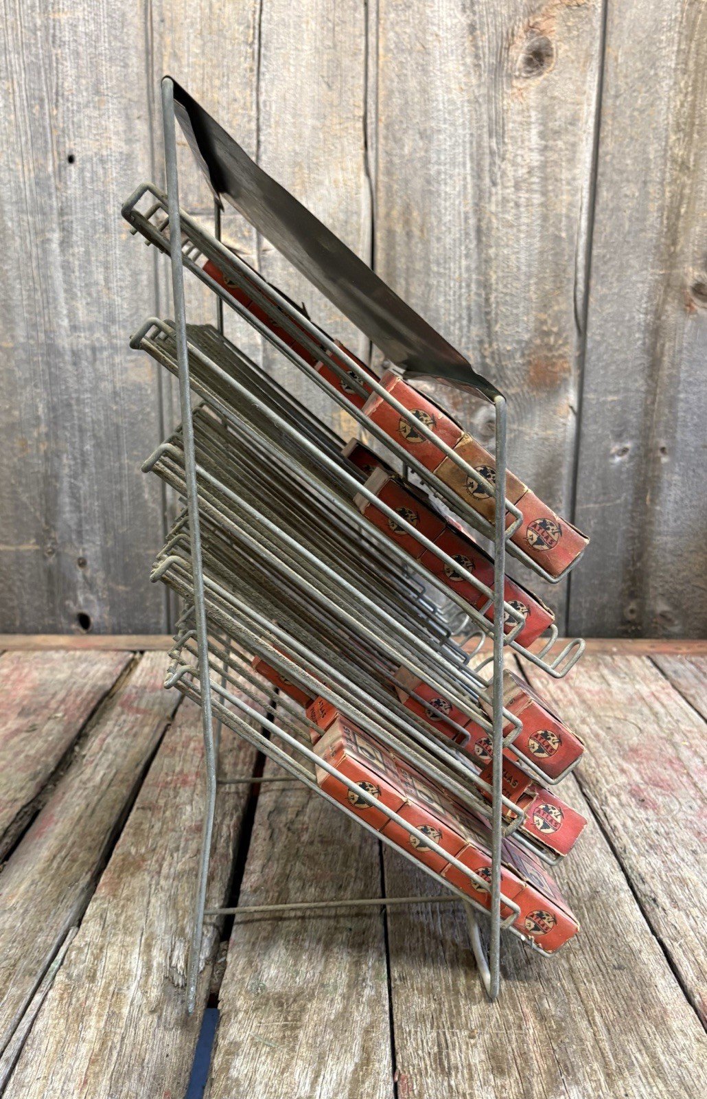 Vintage 60s Hardware Store Atlas Tack & Nail Rack Countertop Display With Boxes