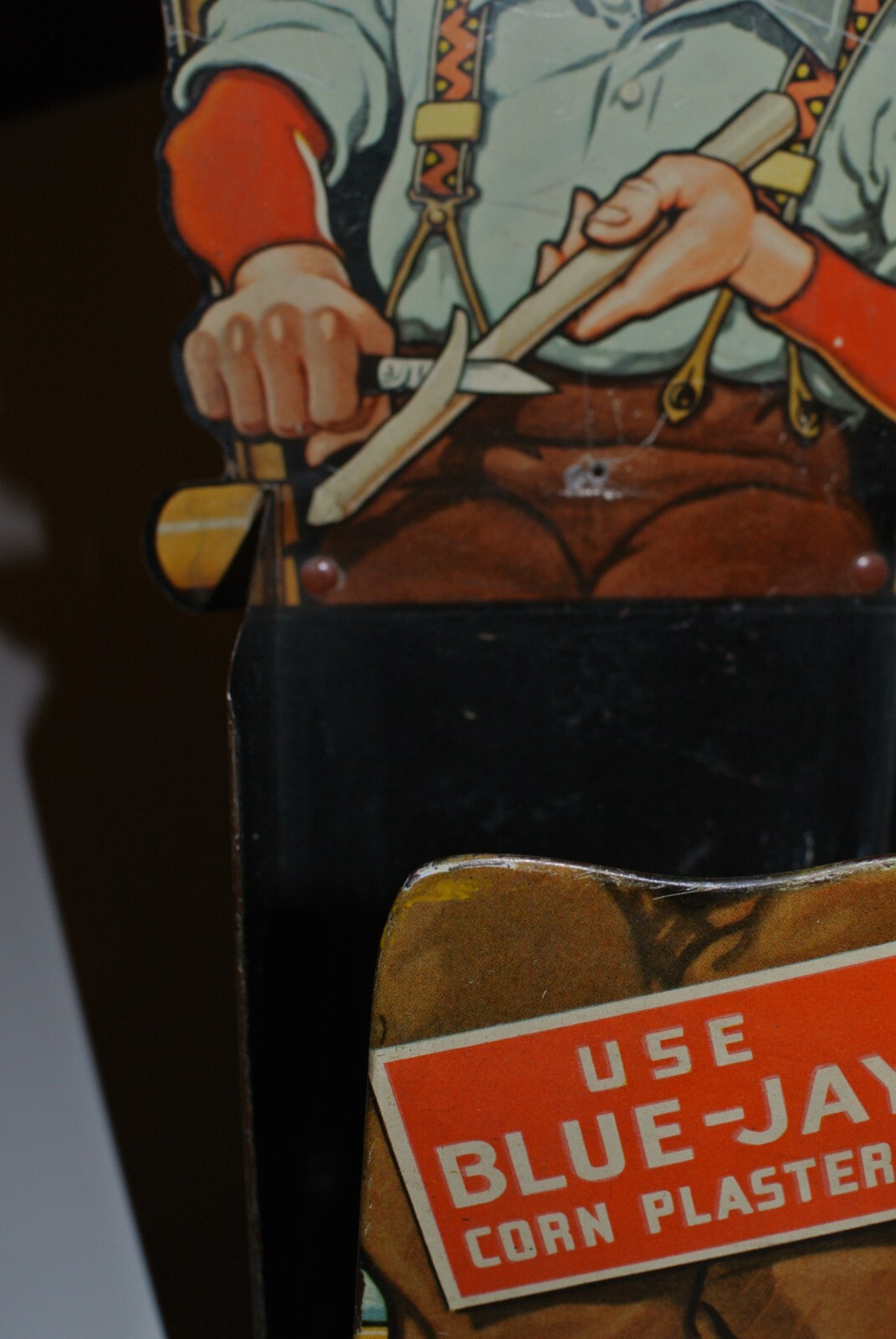 BLUE-JAY Advertising Metal Display Co. Corn Plaster Cure Salve GRANDPA ROCKS