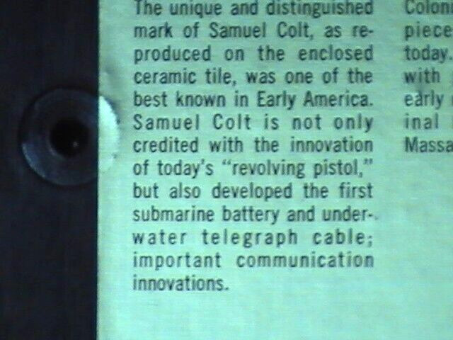 VNTG Gold Bond Building products Sample Plaque SAMUEL COLT J HULL FUST SCHAEFFER