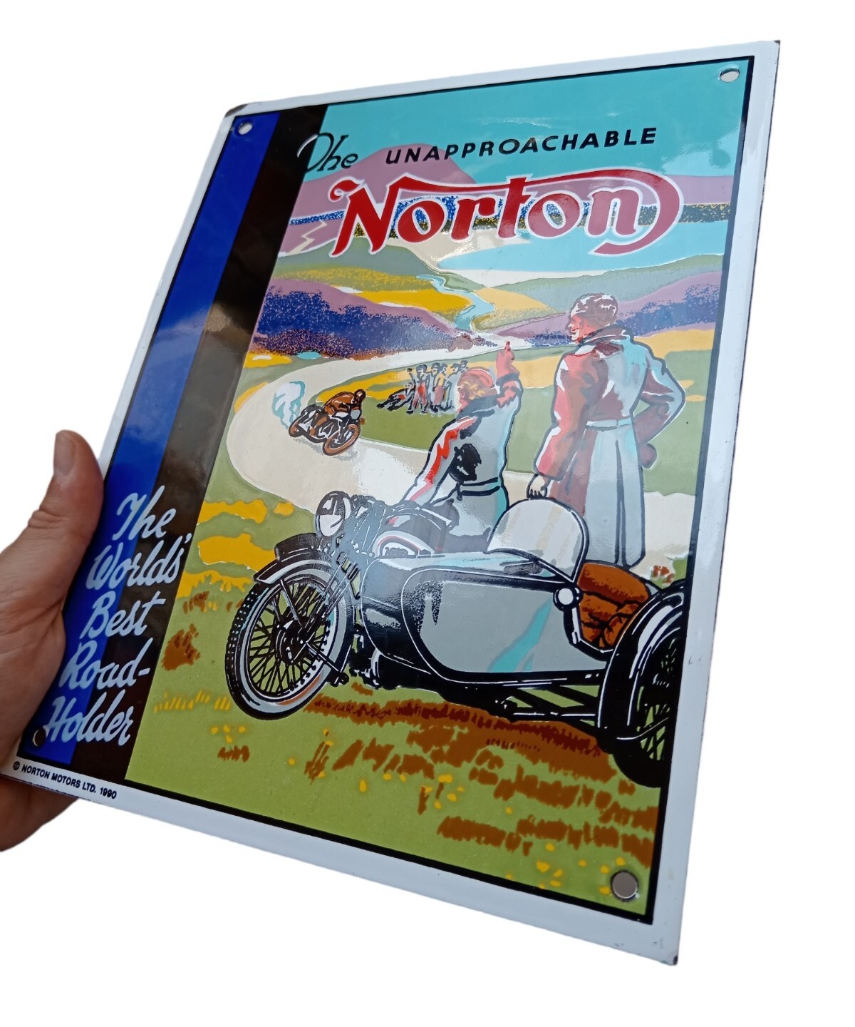 *HH* Targa Pubblicitaria Cartello Insegna Smaltata Norton Motors Moto Bike Plate