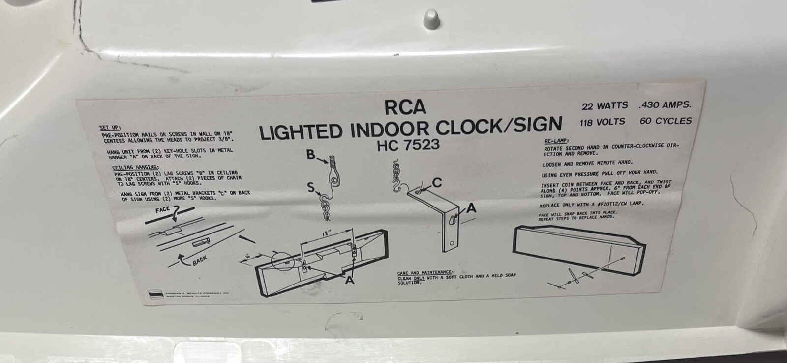 Working Vintage 1980s RCA Red White Lighted Sign Clock Store Display Illuminated