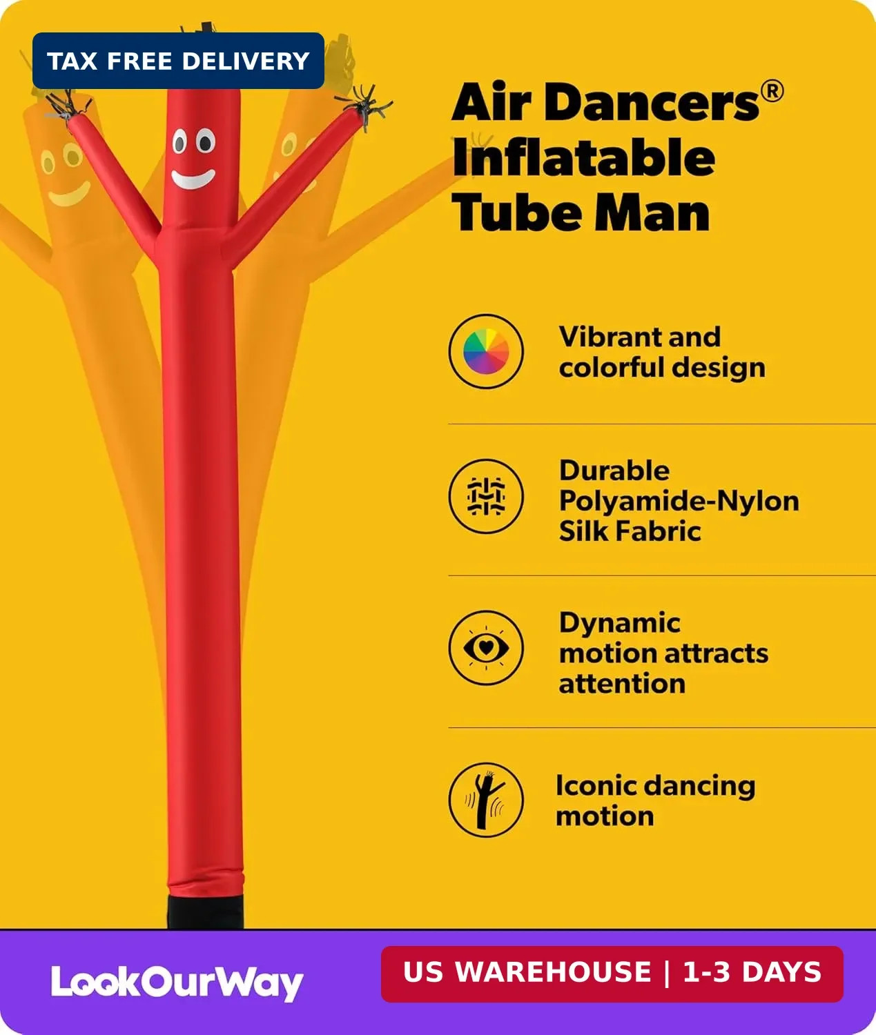 LookOurWay Air Dancers Inflatable Tube Man Attachment – 20 Feet Tall Wacky Wavin