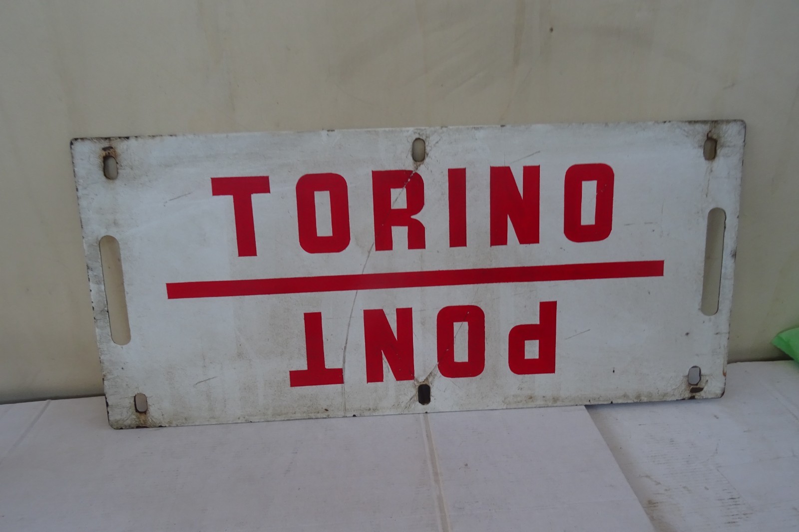 enamel sign train FS railway station Turin Pont Rivarolo Turin era