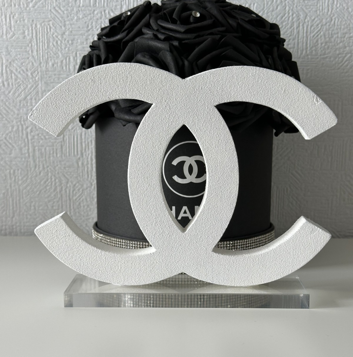 Chanel Logo White Store Display CoCo Mark Logo New Wooden