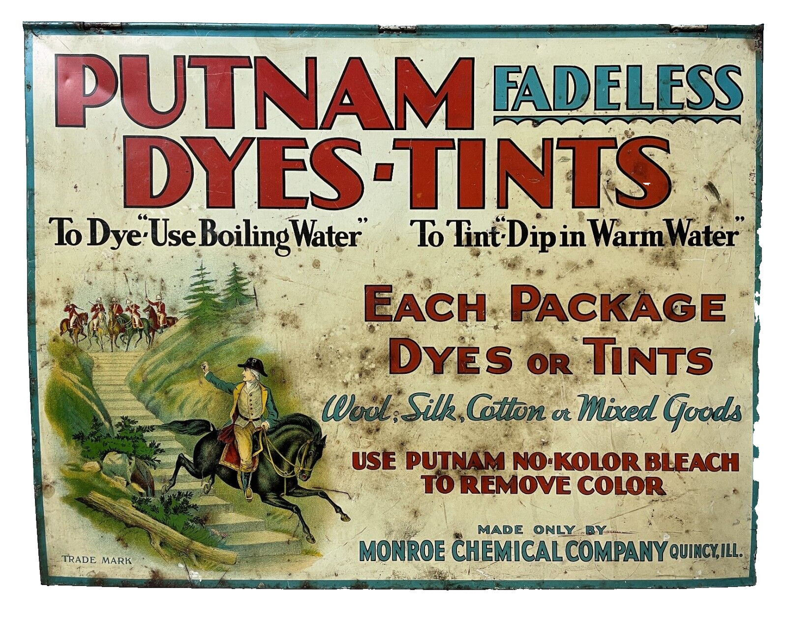 ANTIQUE ALUMINUM PUTNAM DYES & TINTS ADVERTISING STORE DISPLAY CABINET