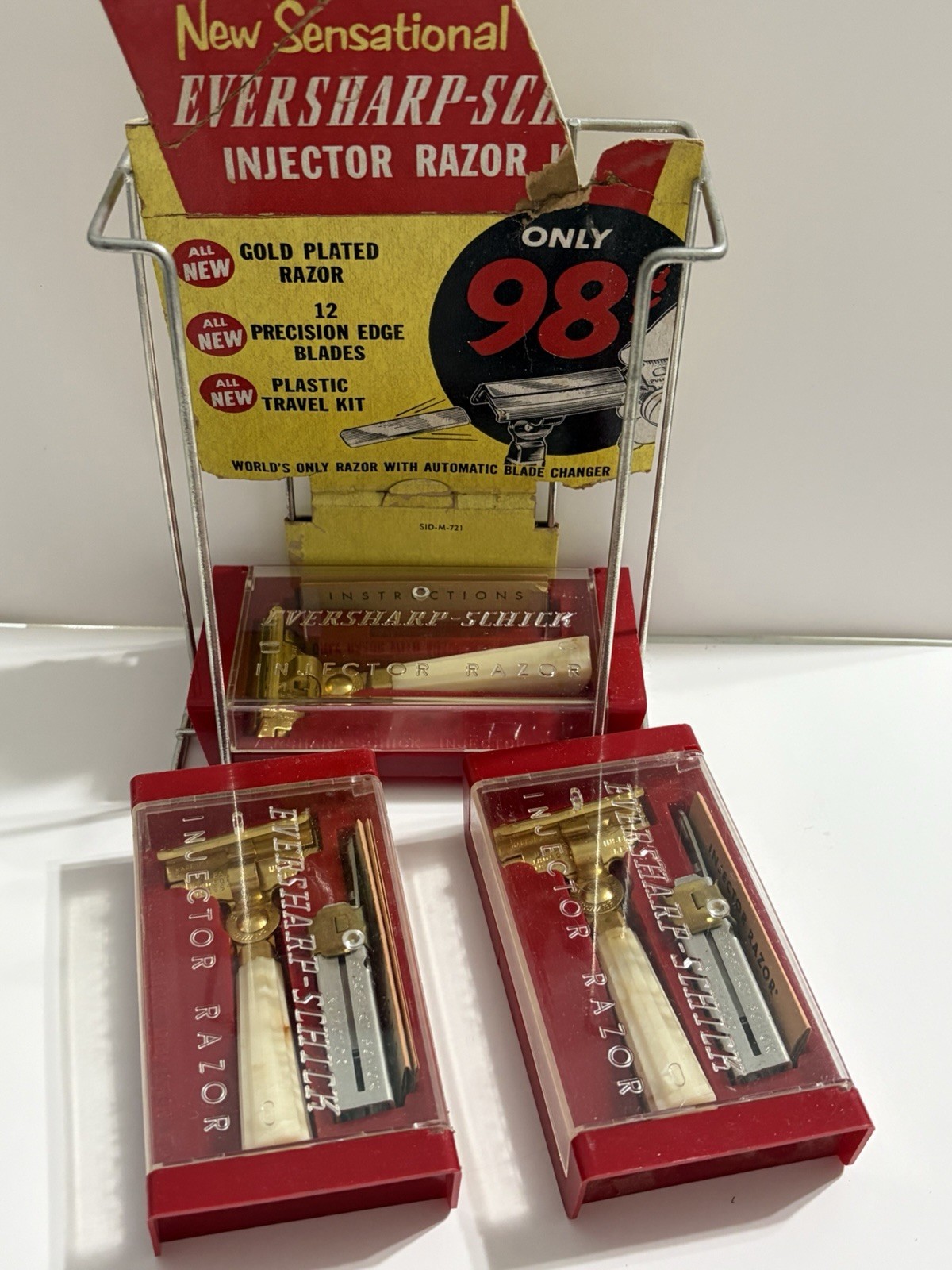 Eversharp-SCHILK Razors * OLD Store Display * 3 Never Used *