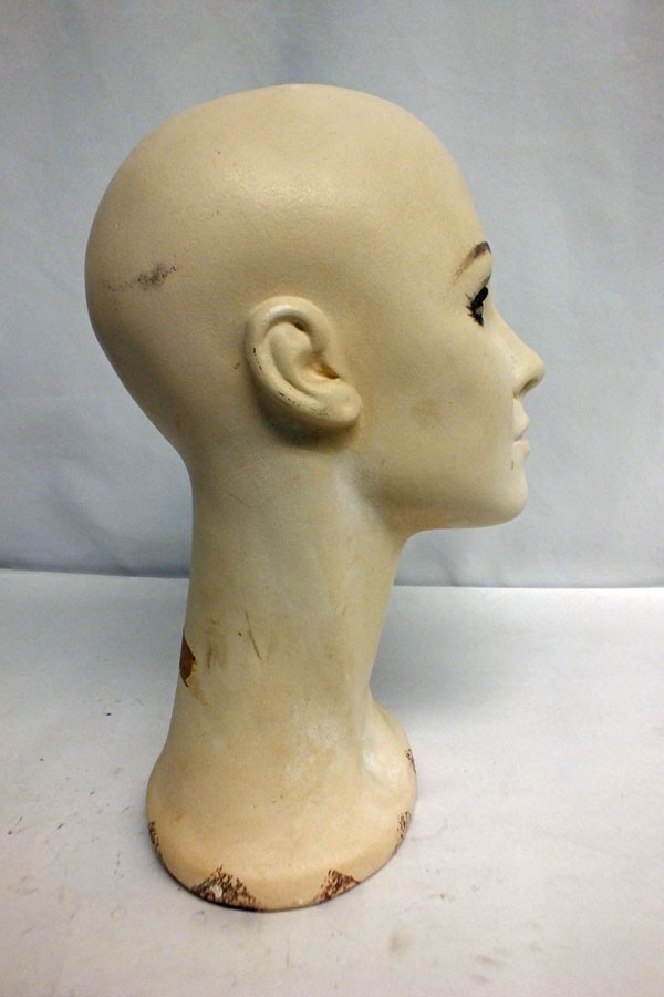 Vintage 1970s Hat Wig Stand Head Store DIsplay Long Neck Ceramic Mannequin