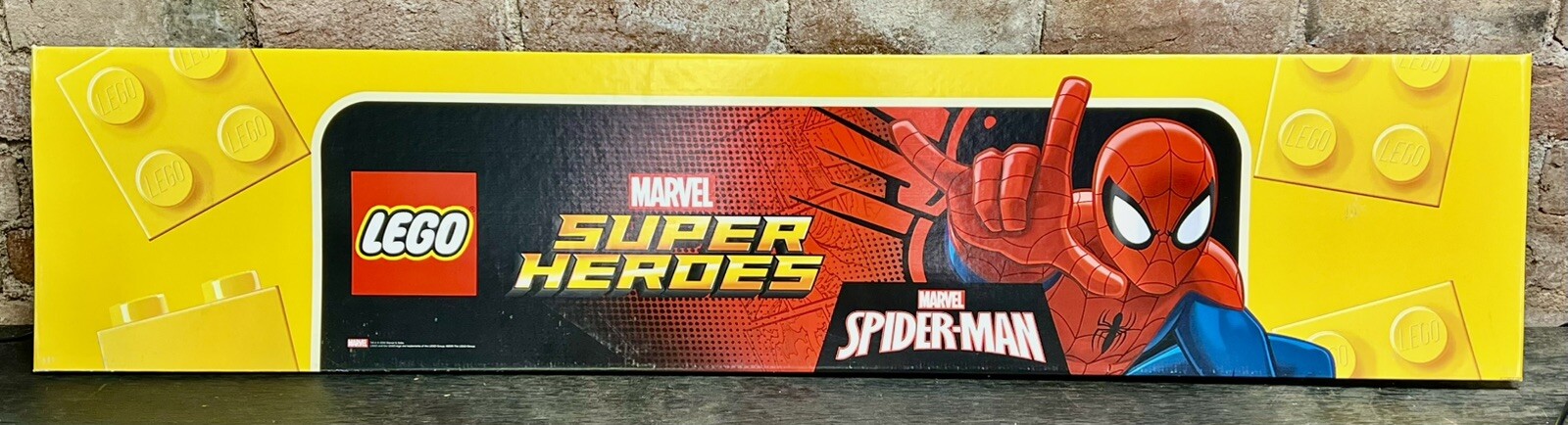 2014 LEGO MARVEL SPIDERMAN SUPER HEROES TOYS R US DISPLAY SIGN 13×47 ADVERTISING