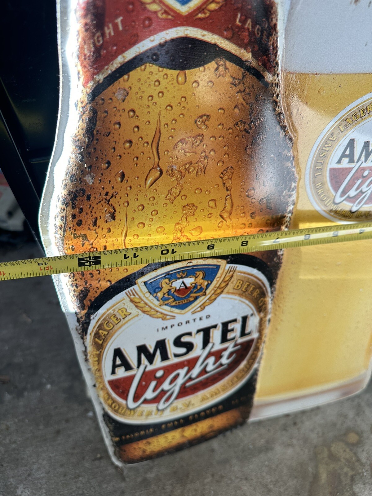 Vintage Tin Amstel Light Beer & Glass 2001 Advertising Sign Beer Advertisement