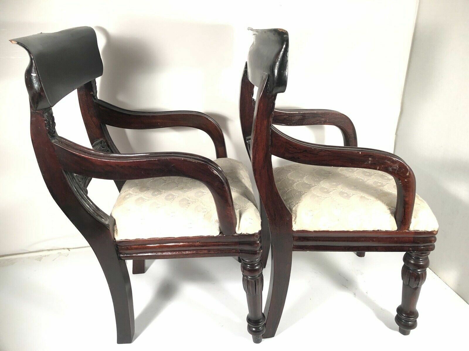 Salesman Sample Vintage Pair Matching Wood Carved Armchairs Doll Display Seats