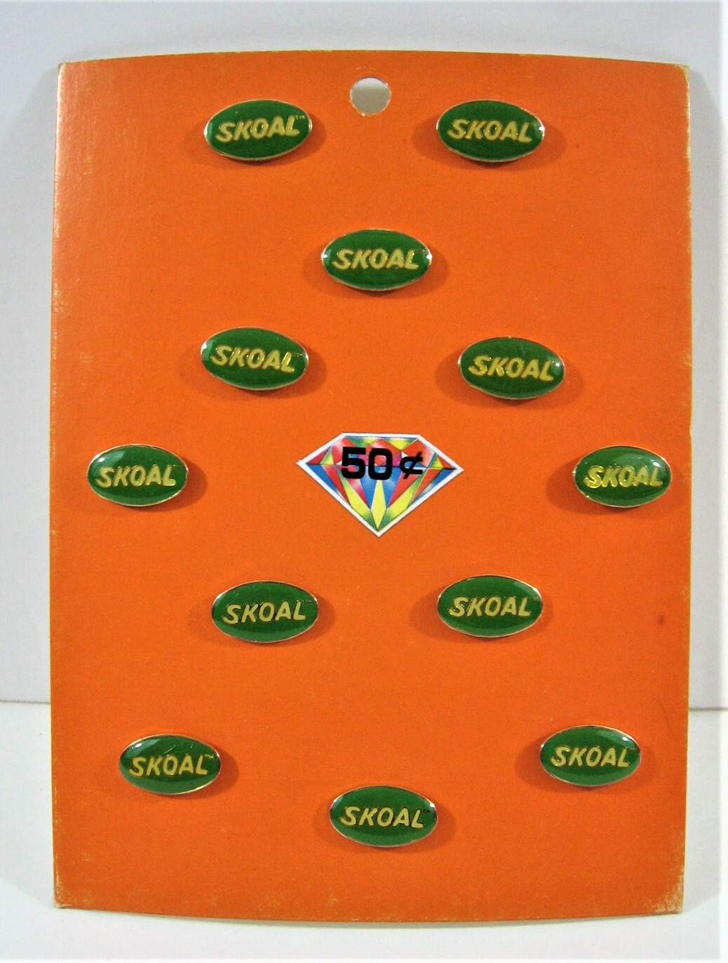 Vintage Skoal Chewing Tobacco Pin Display 12 On Card Old Stock