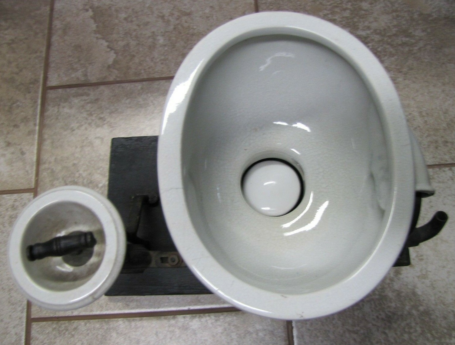 W S CARR NY Antique Dental Spittoon Early Plumbing Porcelain Salesman Sample