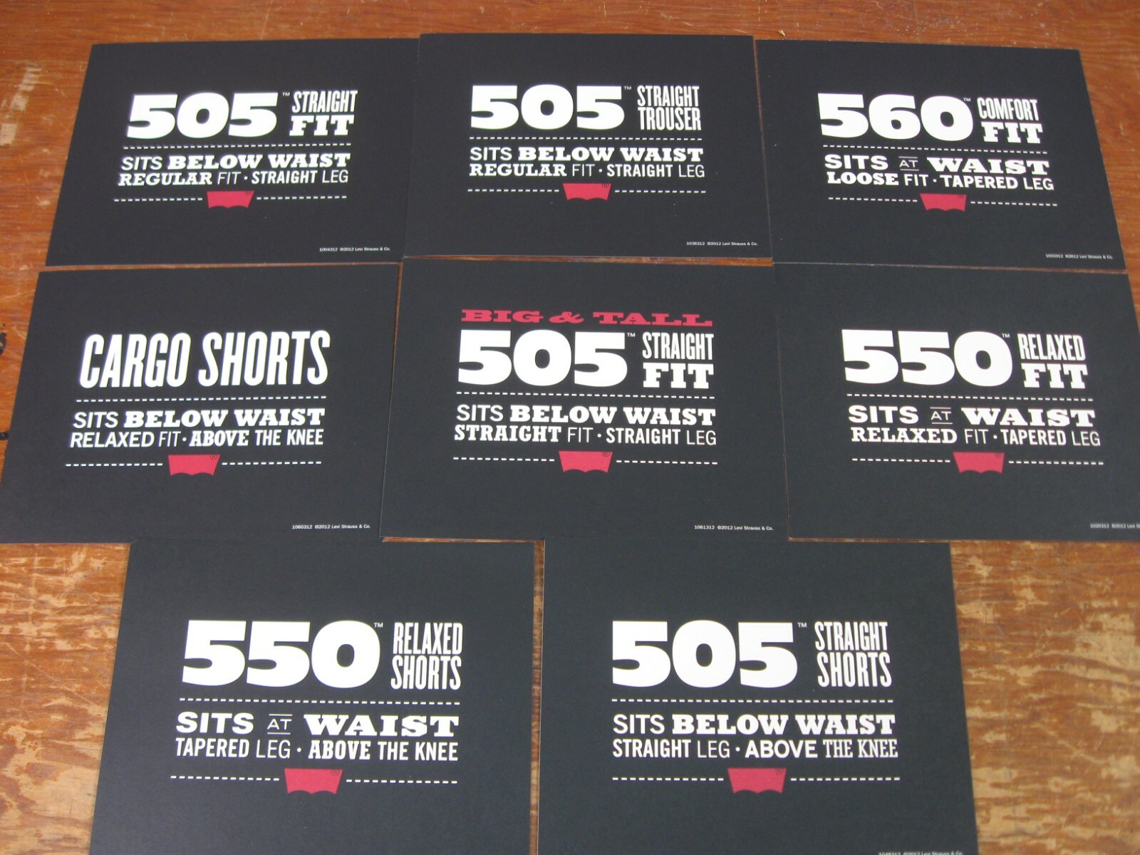 Lot of 29 Levi Jeans 2012 Store Display Double Sided Paper Locators
