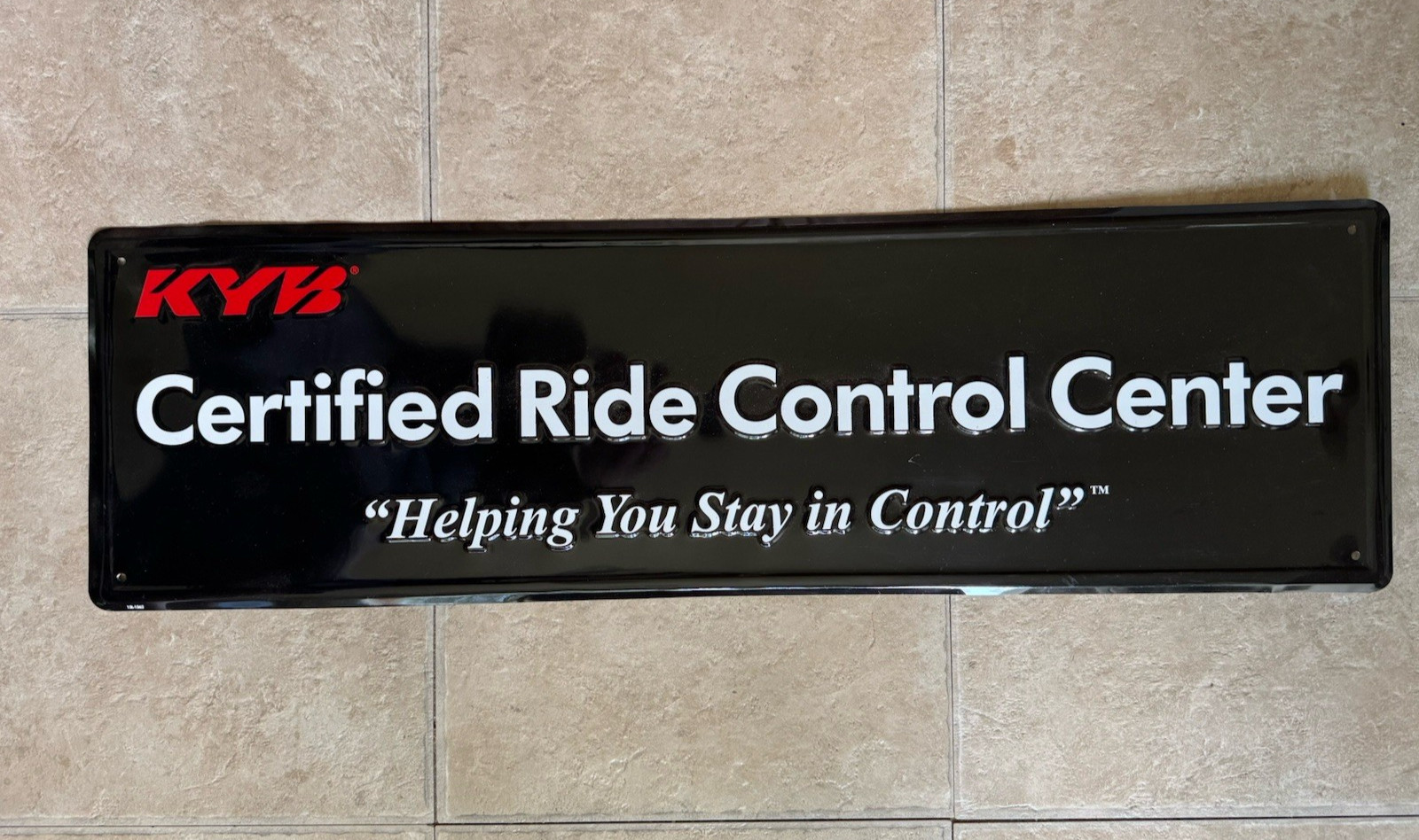 Vintage KYB Shocks Struts Certified Ride Control Store DIsplay Tin Sign 30” × 9”