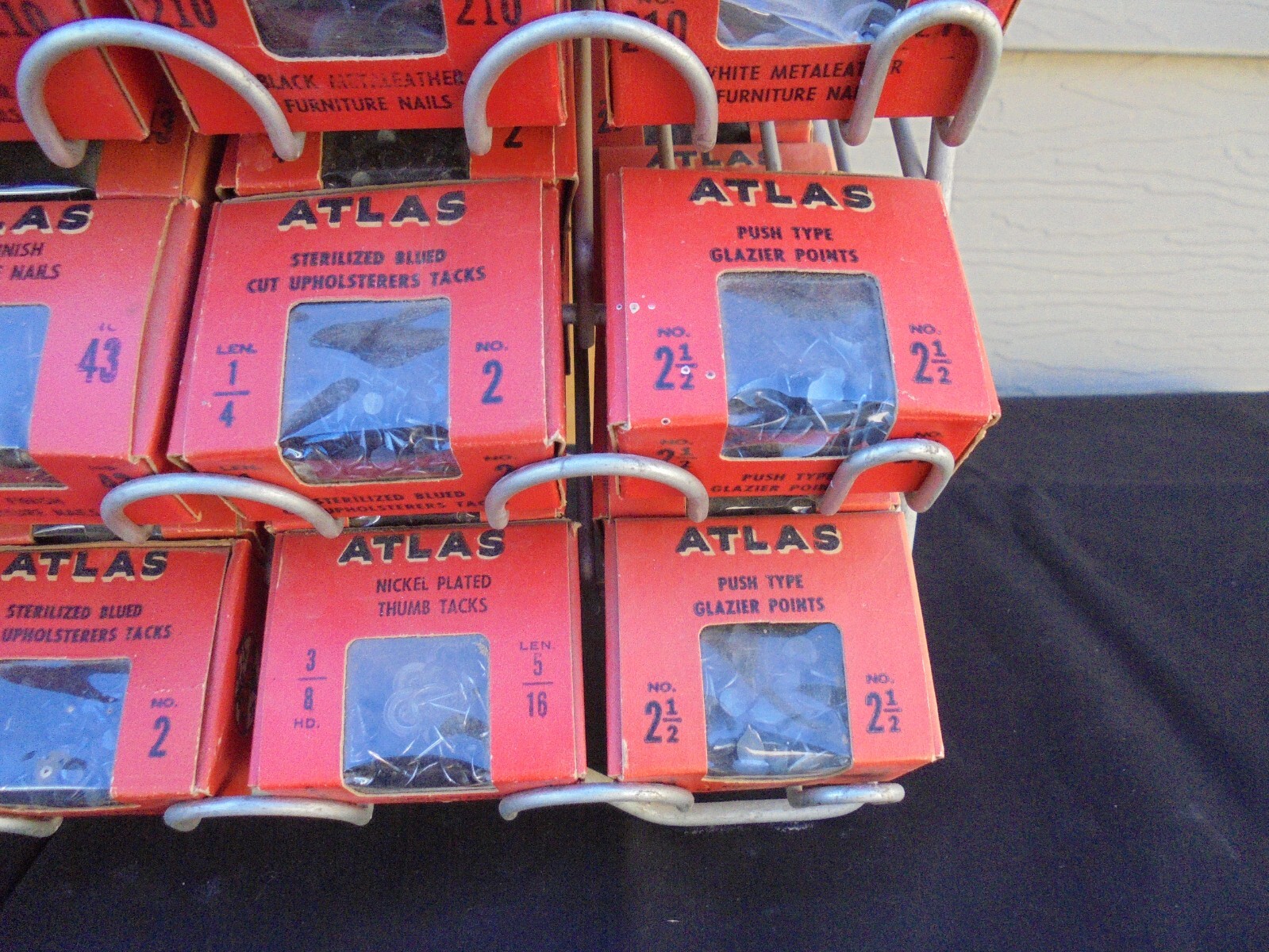 Atlas Tack And Nail Countertop Display Rack Metal Advertising Sign & Nails Tacks