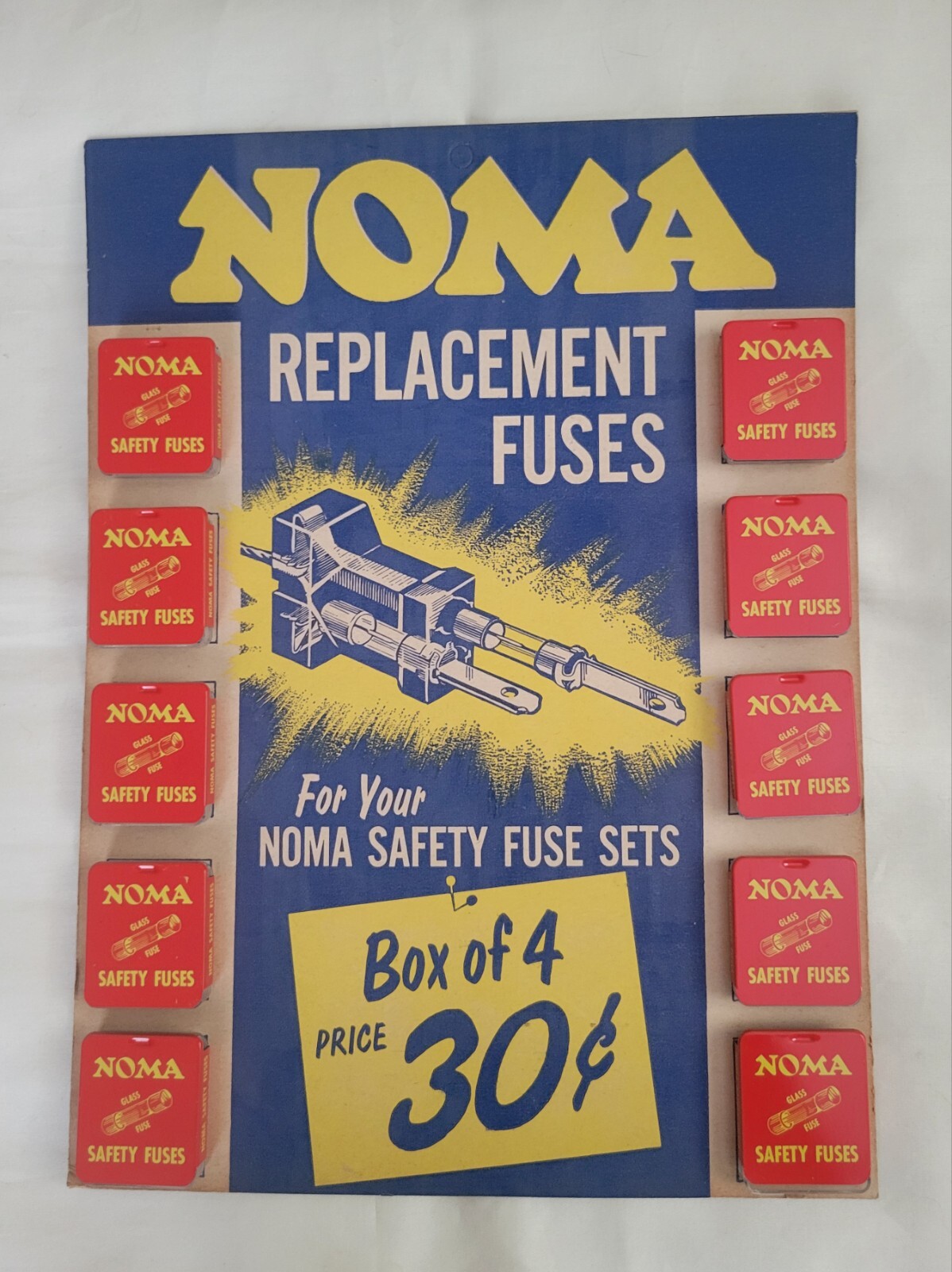 Vintage Advertising NOMA Safety Glass Fuse Store Display NOS